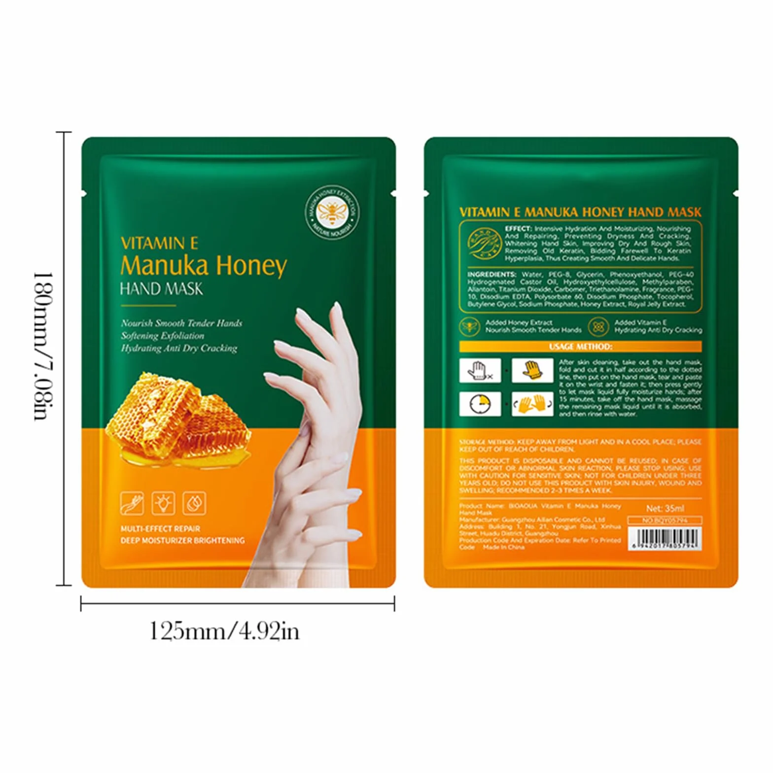 Masque Exfoliant Au Miel Pour Mains, 5 Pièces Gants Nourrissants Peau Sèche