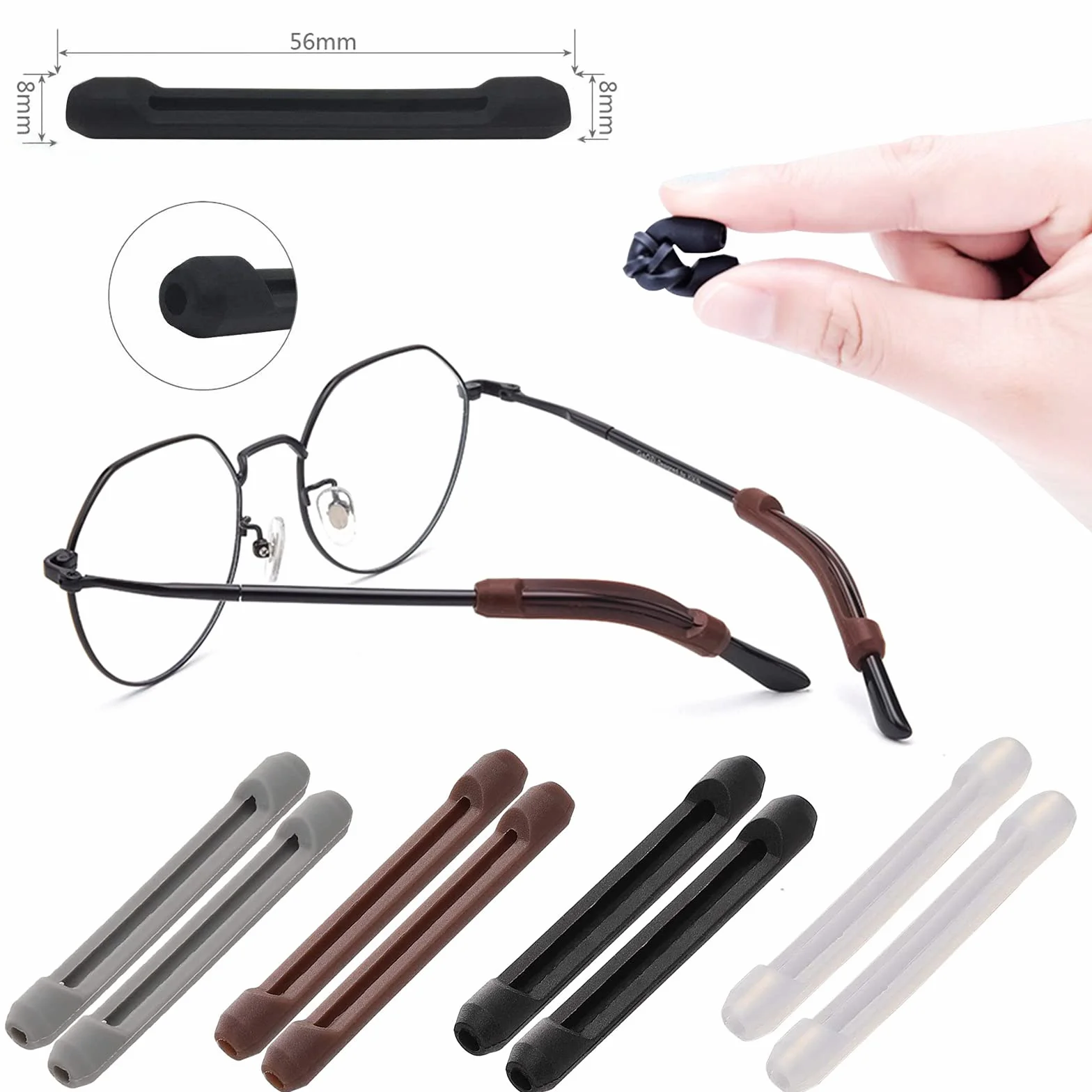 Retenues de Lunettes en Silicone 26 Paires, Supports Protecteurs Anti-Dérapants, Embouts de Crochet, Coussinets de Nez pour Lunettes de Soleil