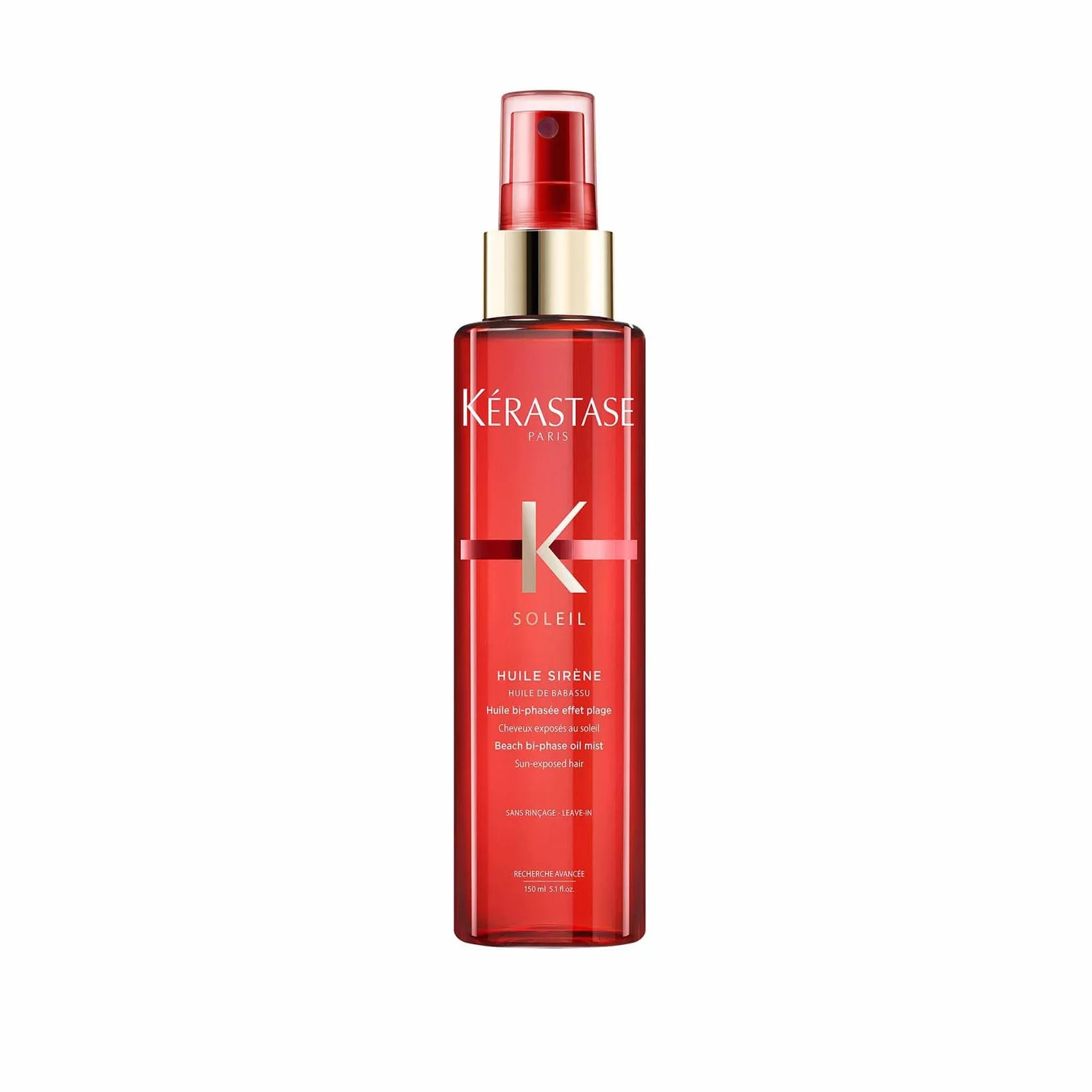 Kérastase, Soleil, Huile Capillaire Protectrice UV Sans Rinçage avec Protection Solaire, Pour Tous Types de Cheveux, Huile Sirène, 150 ml