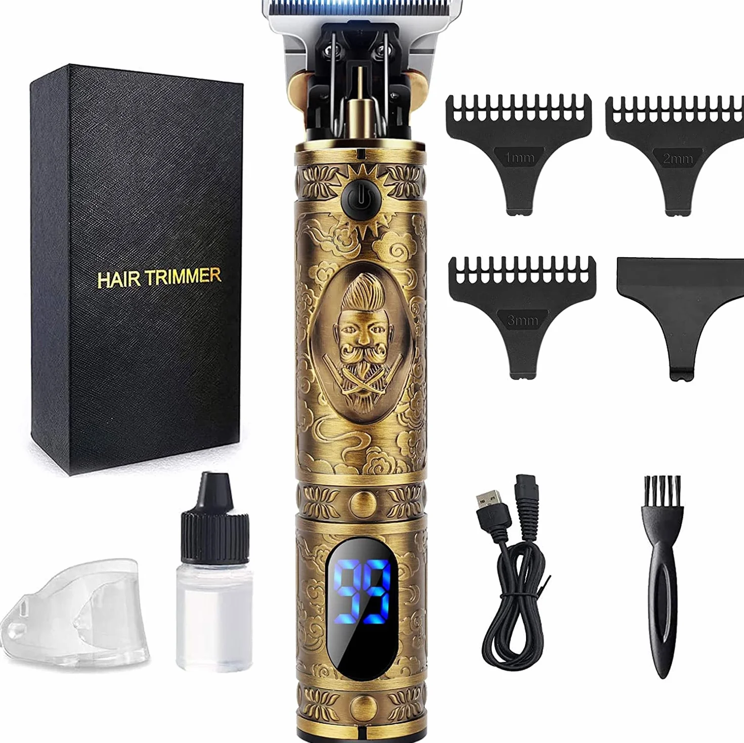Tondeuse Barbe Homme,Professionnelle Tondeuse Cheveux,Rasoir Electriques Rechargeable Brostyle,Afficheur LED,T-blade Tondeuse Finition pour Coupe et Contours Barbe,Famille&Homme&Salon Cadeau