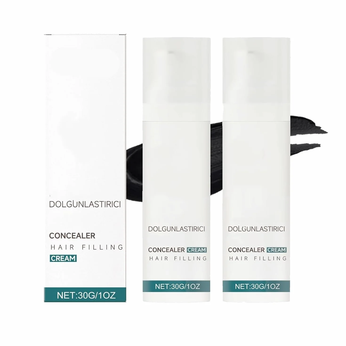 Crème anti-cernes, soin capillaire quotidien, cache les zones chauves, couvre les zones clairsemées en quelques secondes, modifie la texture du cuir chevelu et masque les démarcations.