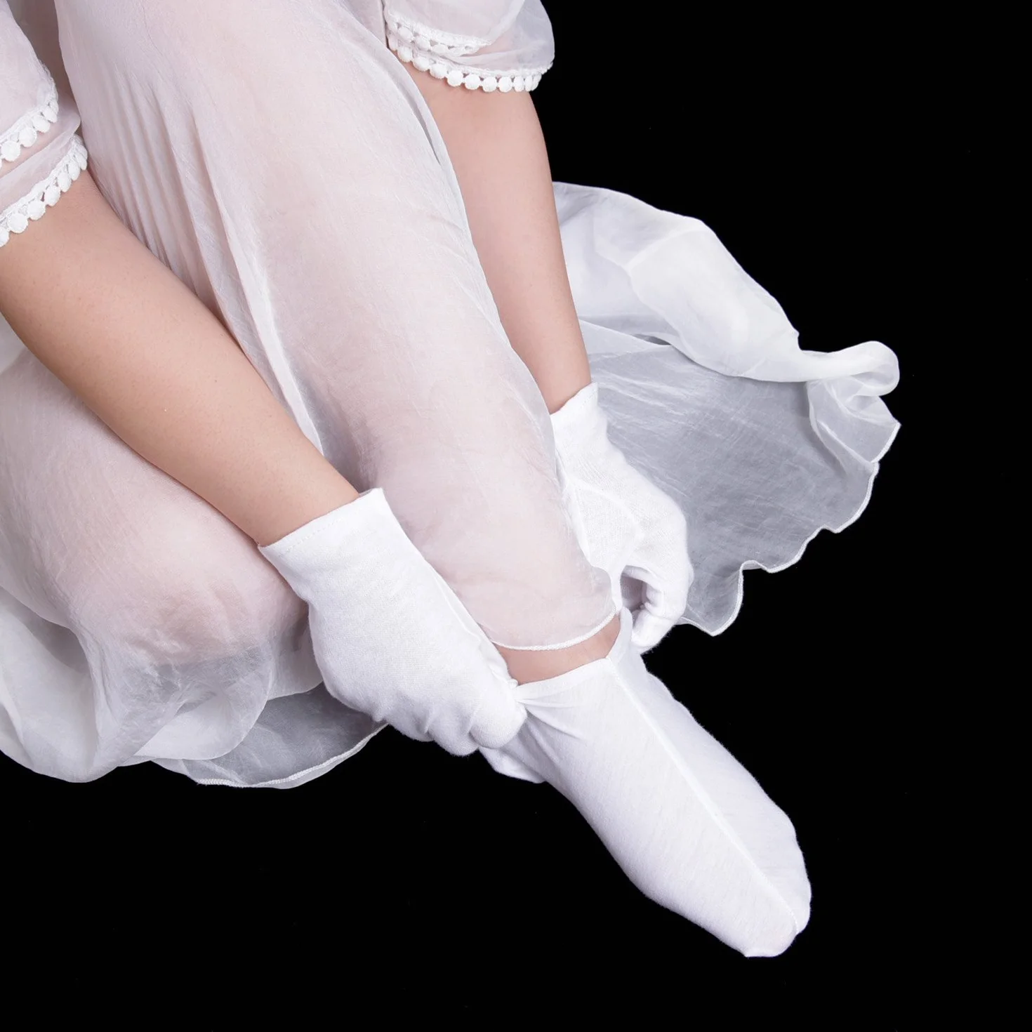 Hotop 6 Paires Chaussettes Hydratantes en Coton Pied Spa pour Peau Sèche et Craquelée, Blanc