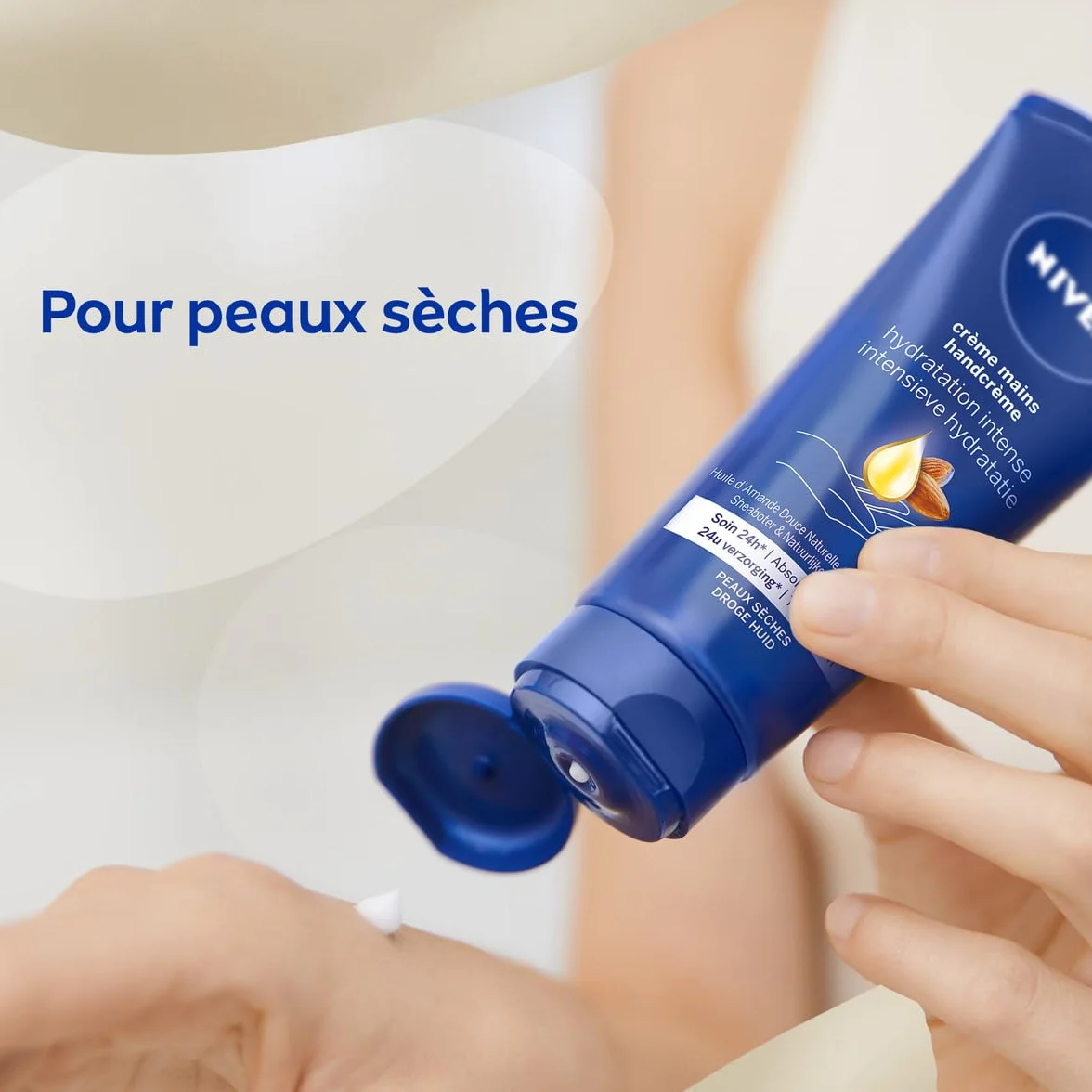 NIVEA Crème mains nourrissante peaux très sèches 75 ml soin hydratant huile d'amande douce 24 h
