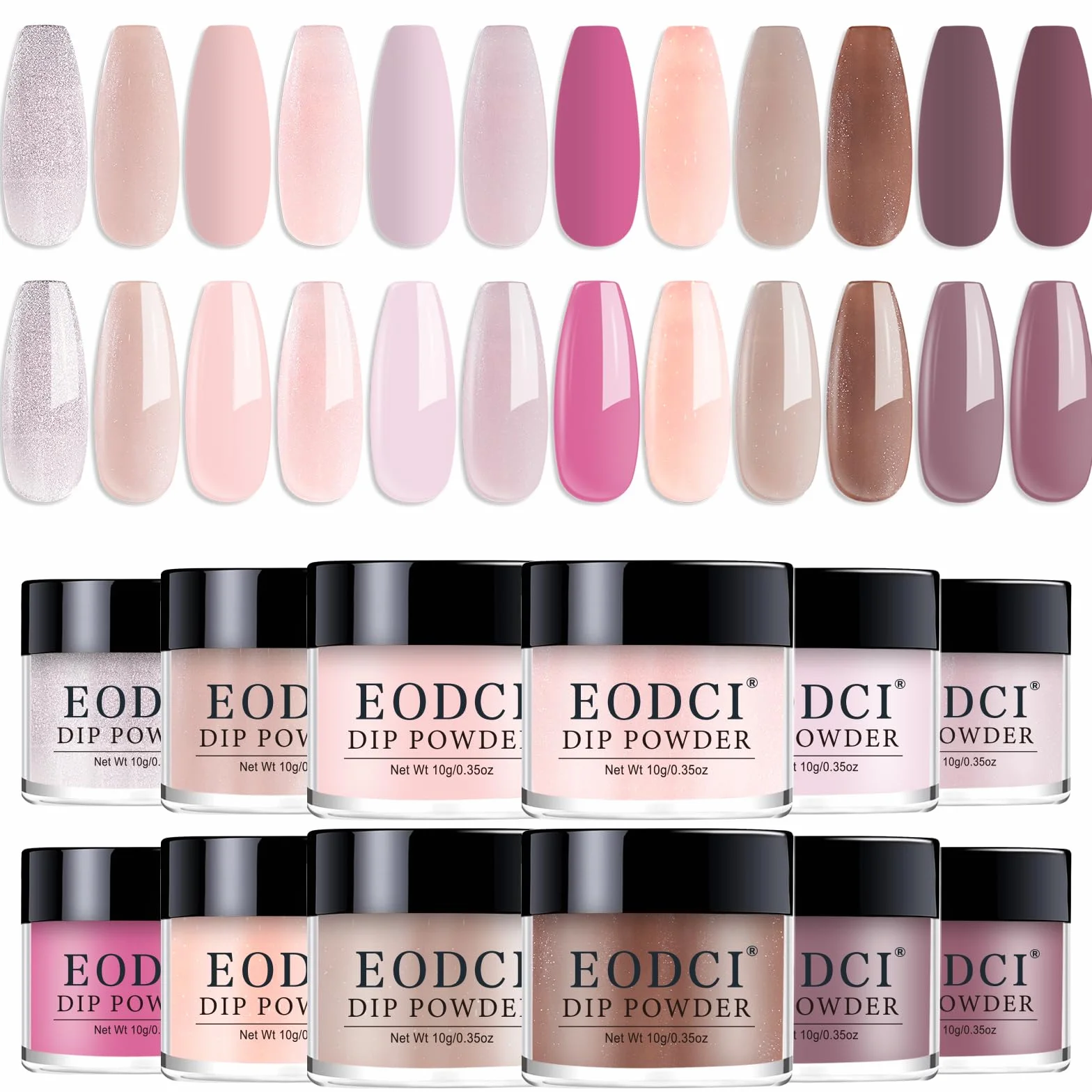 Eodci Kit de poudre à tremper pour ongles 12 couleurs rose nude gris manucure française DIY sans lampe UV/LED