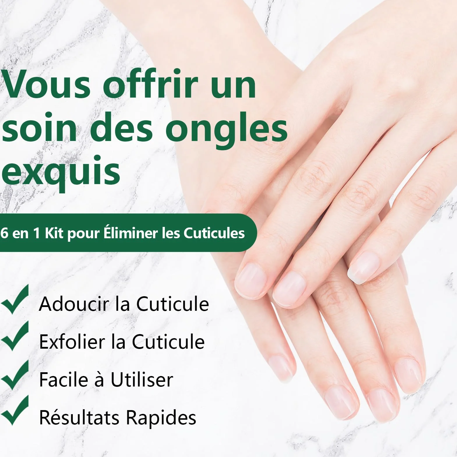 Kit de Remover de Cuticules avec Crème, Stylo d'Huile, Coupe-Cuticules, Pousseur et Tampons