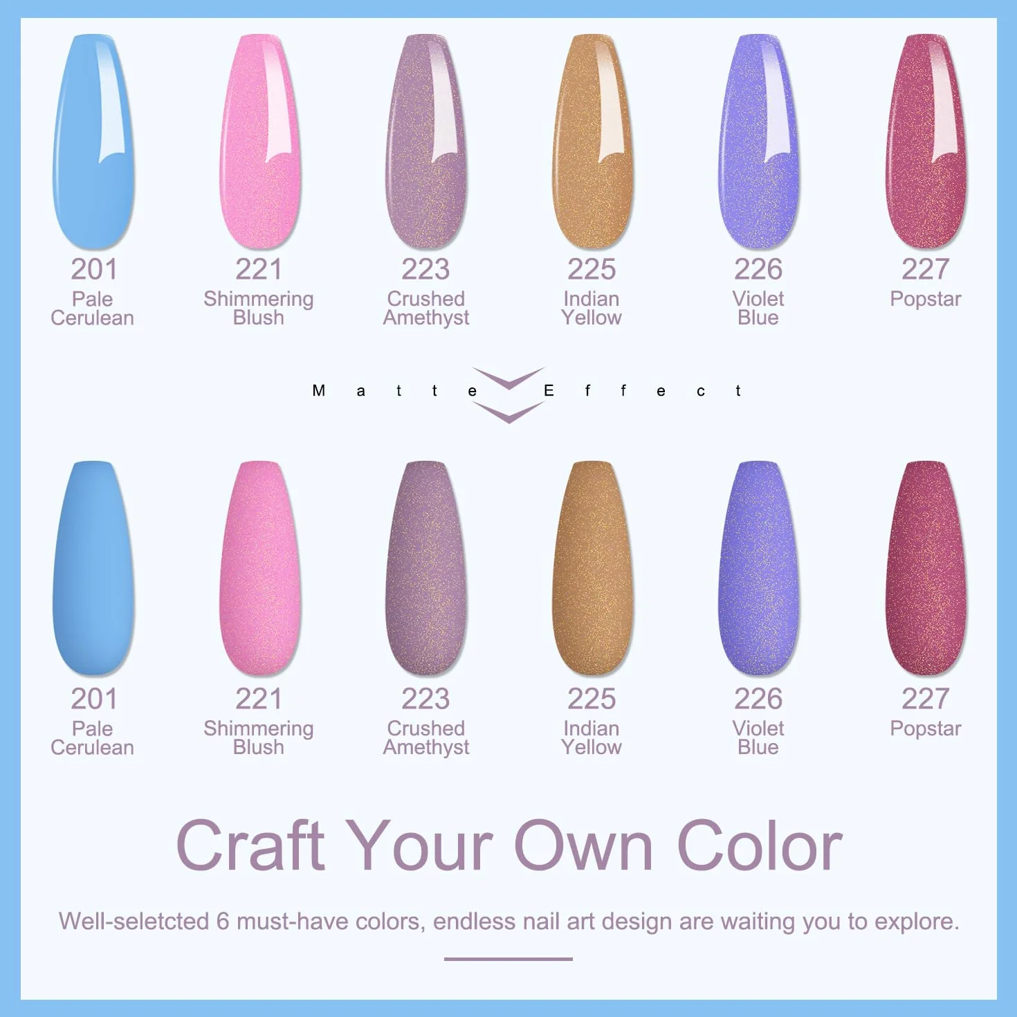 Lavender Violets 6 Couleurs Acrylique Trempage Poudre Système French Nail Manucure Base Activateur Vernis Finition Brosse Lime