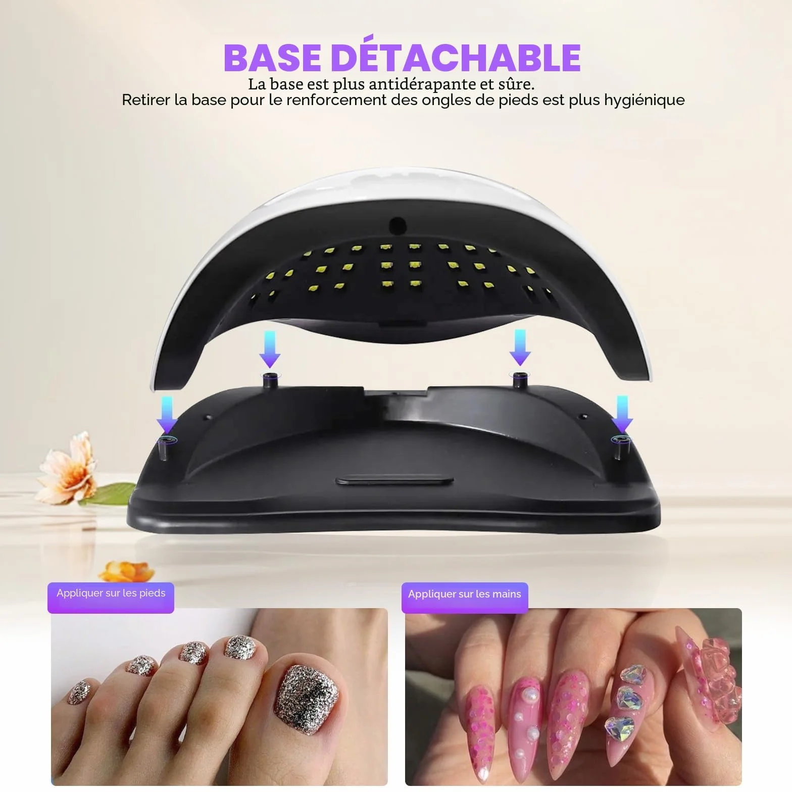 Lampe à ongles LED UV 320 W Séchoir à ongles gel avec 72 perles de lampe, écran tactile, 4 minuteries et capteur automatique, idéal pour salon de beauté, sèche-ongles pour