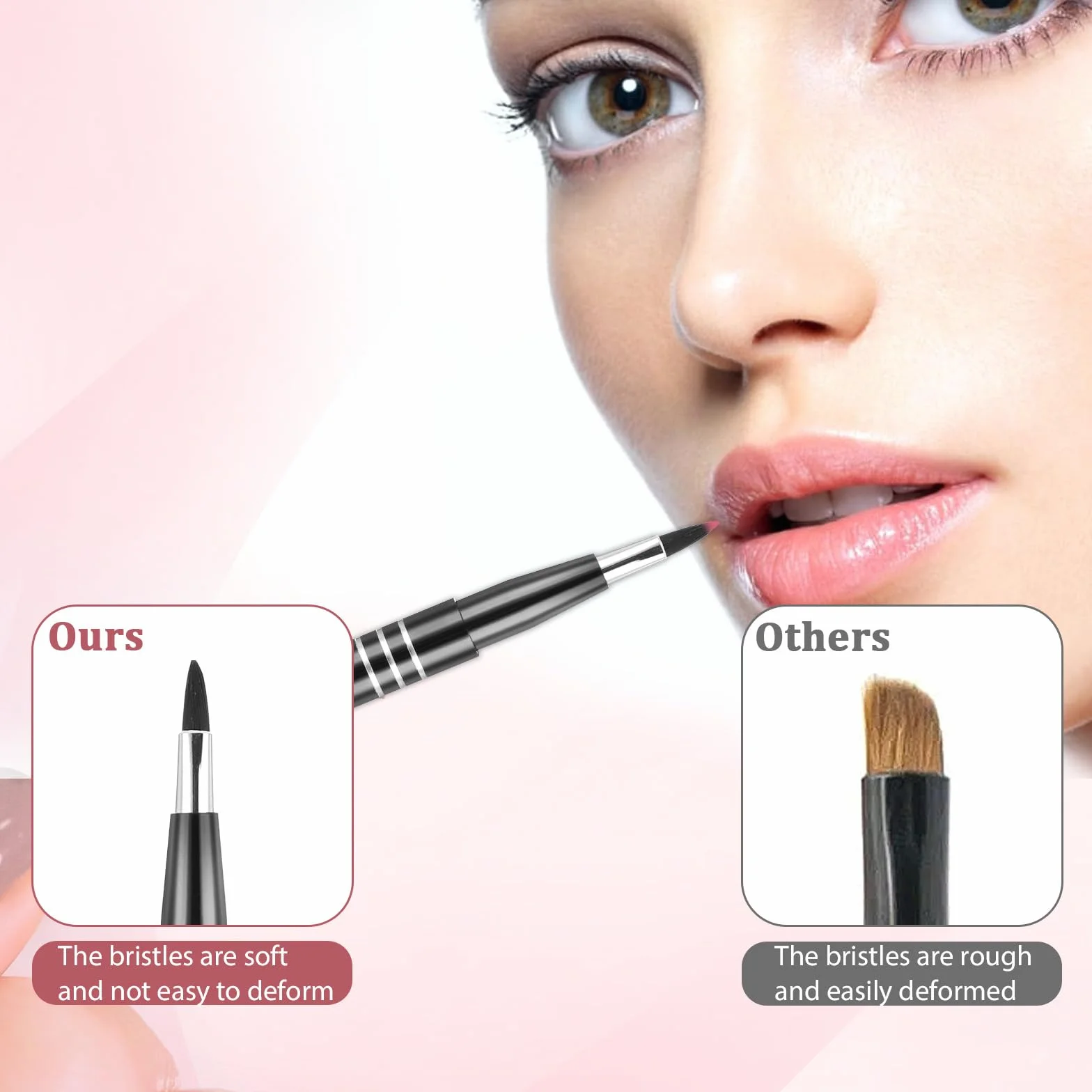 Pinceaux à lèvres rétractables lot de 2 - Mini applicateur maquillage gloss