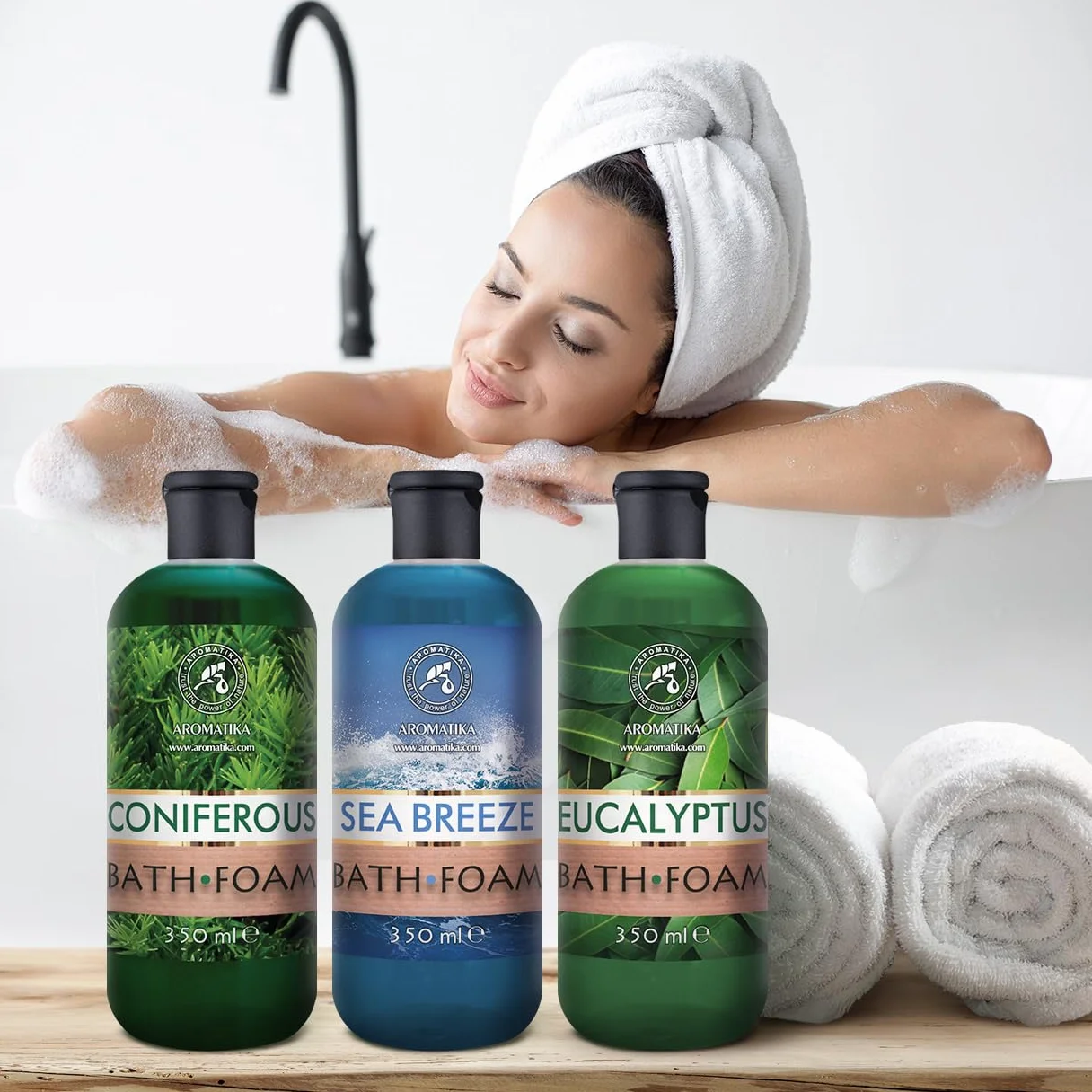 Mousse de Bain Set Conifères & Brise de Mer & Eucalyptus 3x350ml - Bath foam Calming - Soin du Corps - Beauté - Bain - Bien-Etre - Détente - Aromathérapie - Spa - Bains Moussants - Bath foam