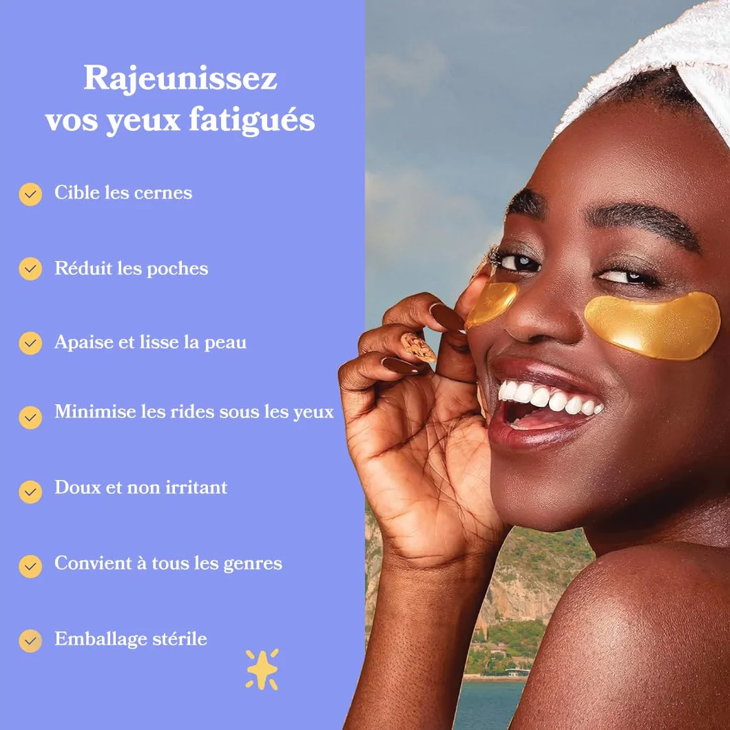 LE GUSHE Masque Yeux Anti Cernes à la Mucine d'Escargot en Or 24K Anti-âge Acide Hyaluronique Collagène 10 Paires