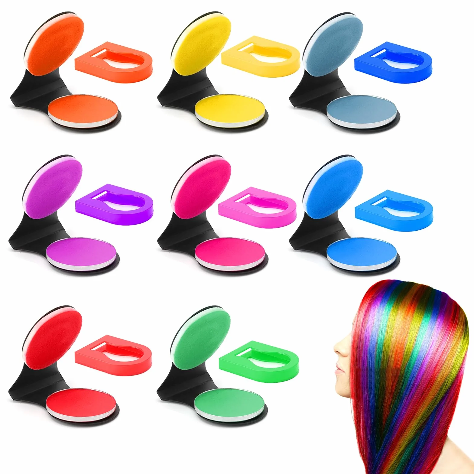 TNSLAND Coloration Temporaire Cheveux 8 Couleurs Craie Cheveux Lavable Maquillage Fête