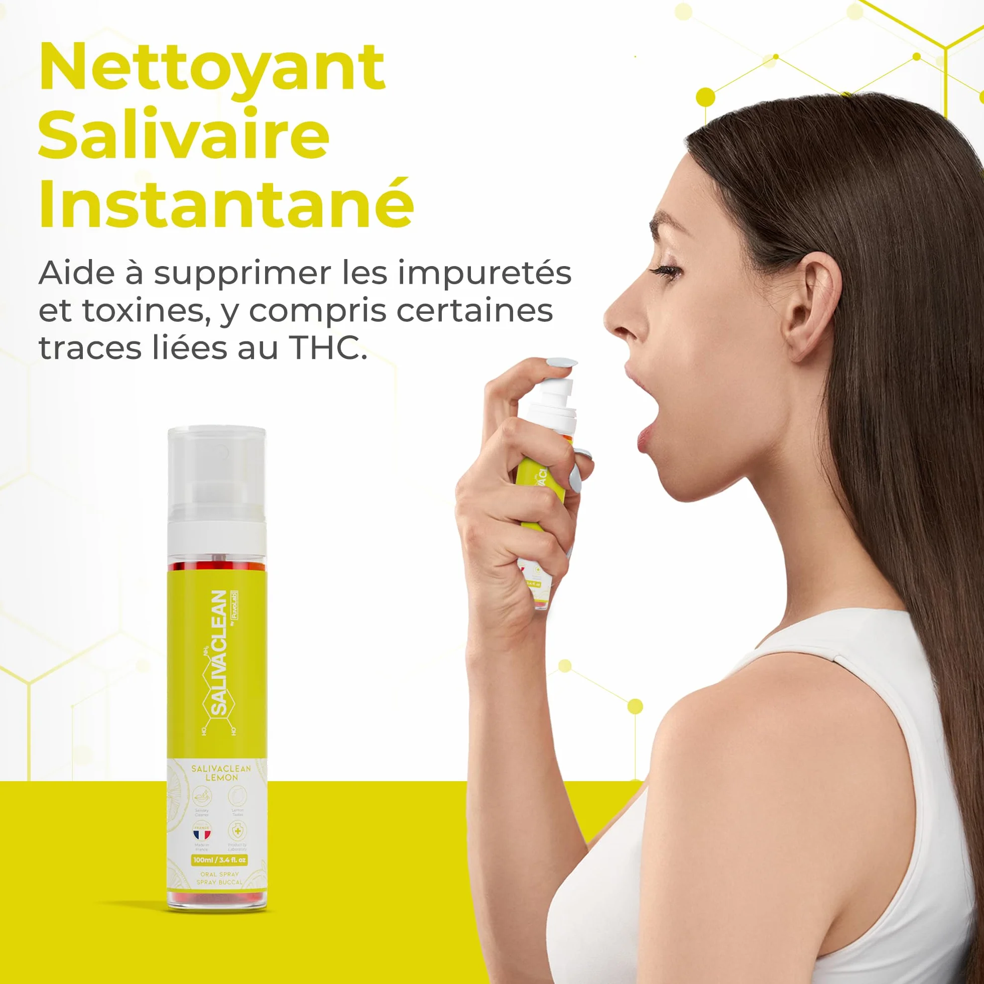 SalivaClean Anti-THC Spray Buccal 100ml Citron | Détox Salivaire Instantané | Nettoyant Salive
