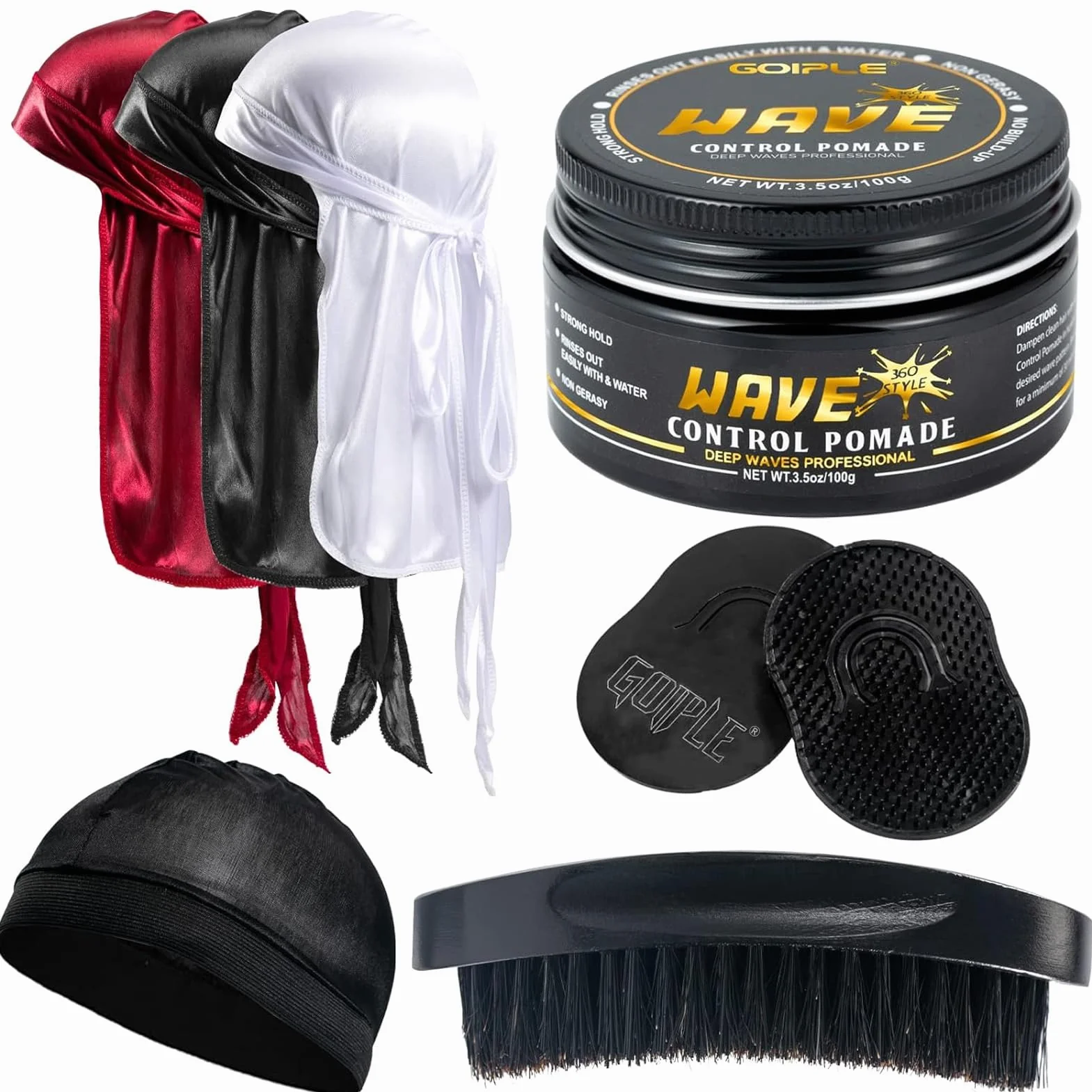 360 Wave Pomade Pommade Ondulée Pour Hommes, Tenue Forte, Lavage Facile, Crème Capillaire d'Entraînement à 360 Vagues, Graisse Ondulée Pour Hommes