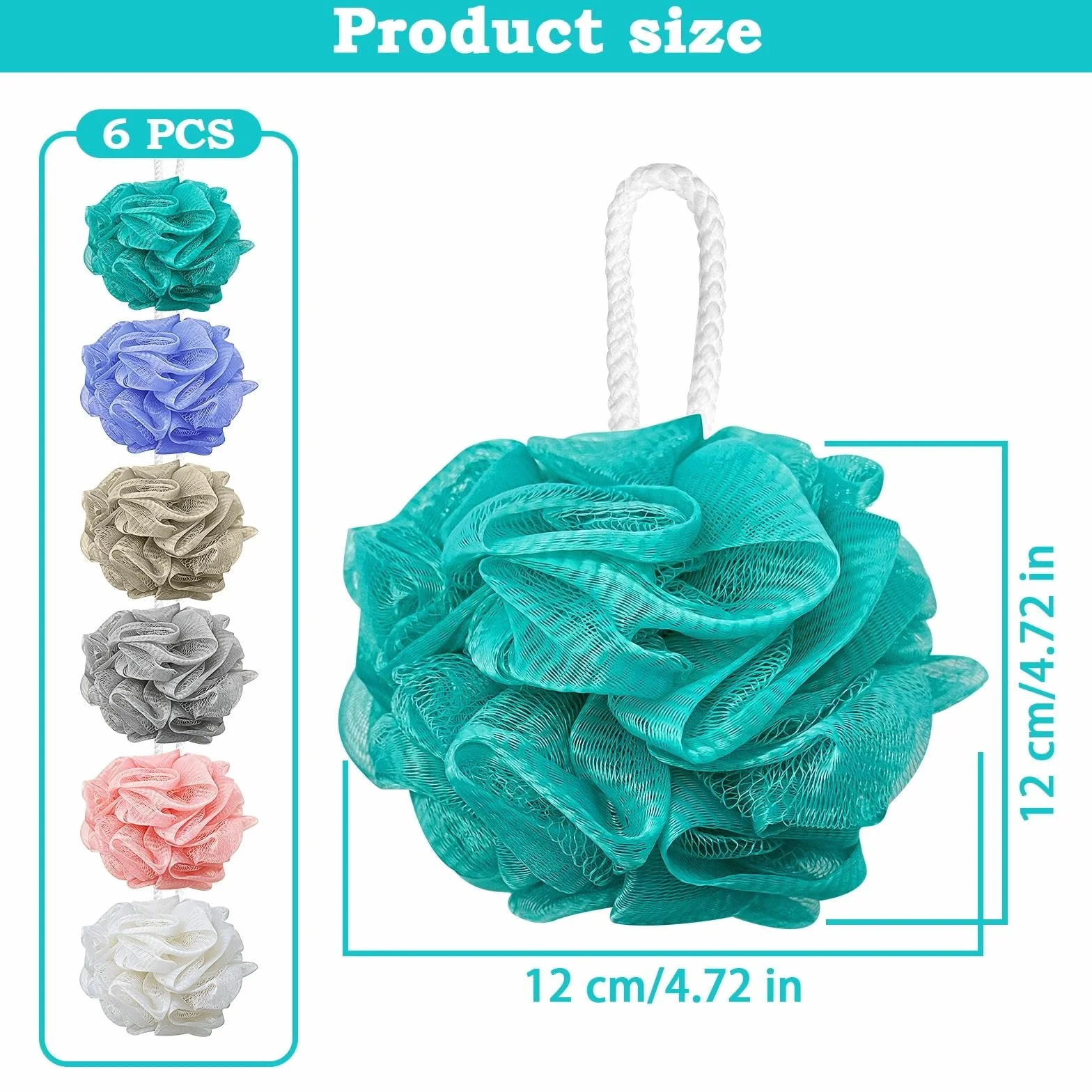 Éponge de Bain Exfoliante 40g Moussante Fleur de Douche Lavable Maille Massage