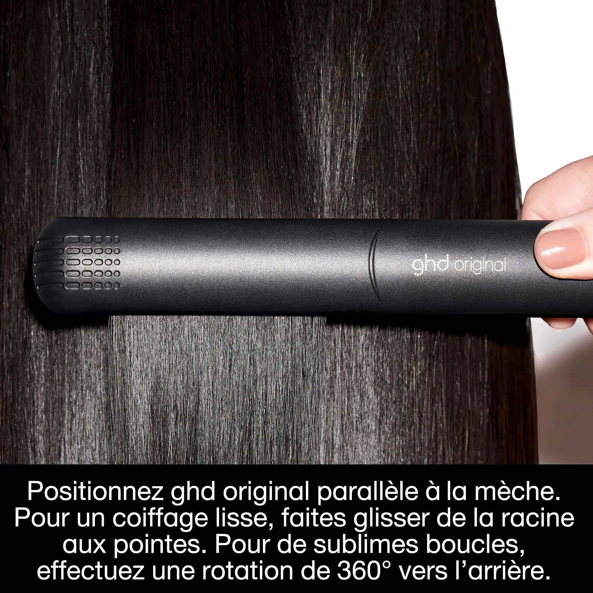 ghd Lisseur cheveux original Fer à lisser professionnel Noir Cheveux lisses doux brillants sans chaleur extrême Lisseur boucleur design arrondi