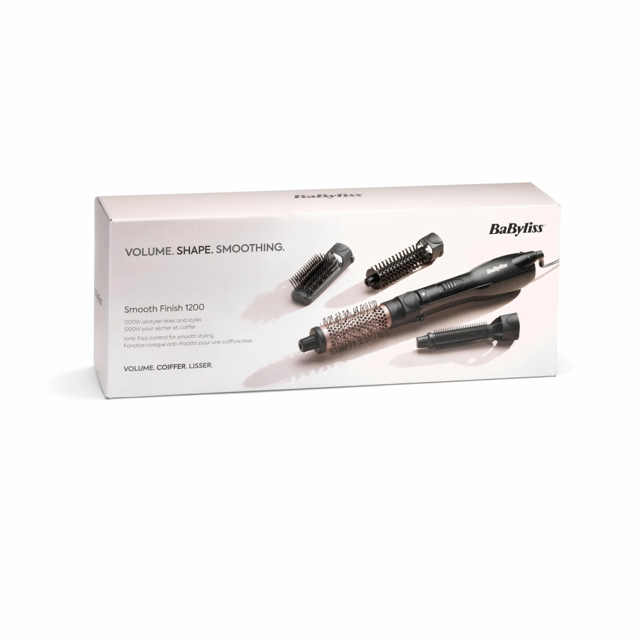 BaByliss Smooth Finish 1200 Brosse Soufflante 4-en-1 1200W Technologie Ionique & Céramique Noir/Rose AS122E