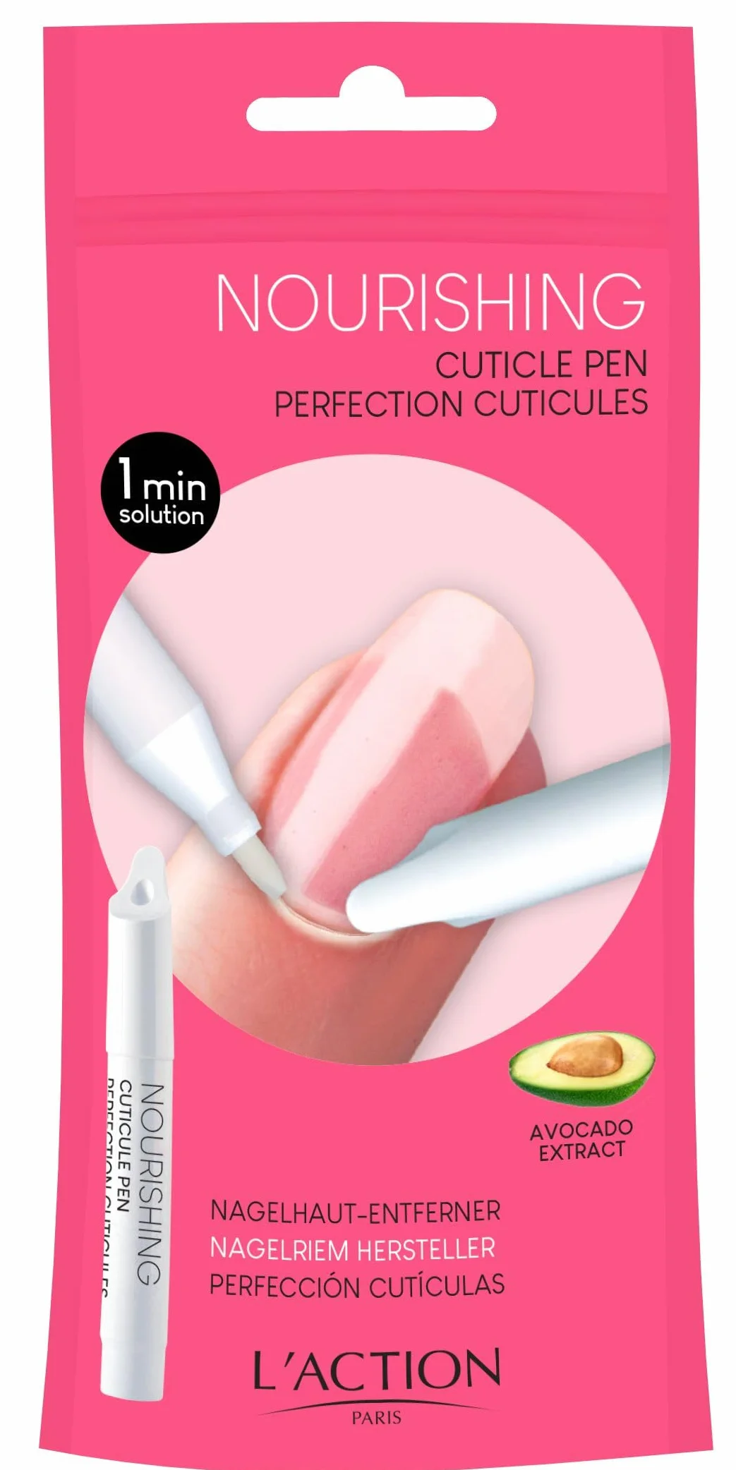 L'Action Paris Stylo Nourrissant Cuticules 4ml Répare Hydrate Extrait d'Avocat