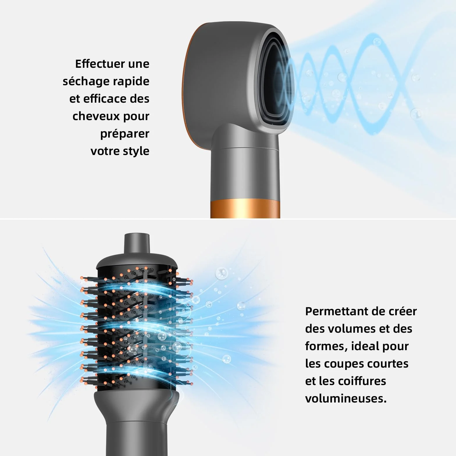 Lonique Air Styler Brosse Soufflante 6-en-1 Haute Vitesse 120K RPM Sèche-cheveux Boucleur à Air