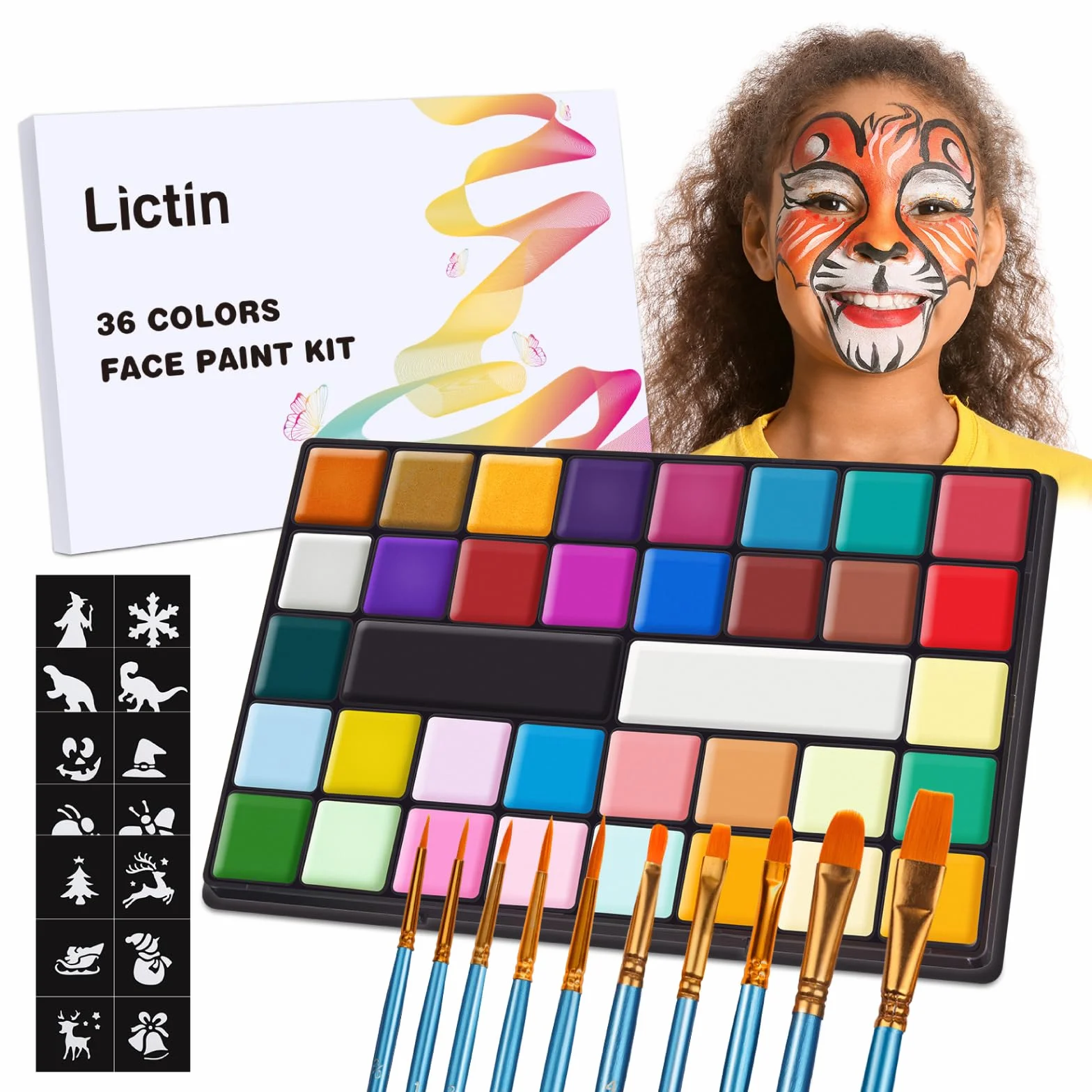 Lictin Peinture Visage 36 Couleurs - Kit de Professionnel Peinture Corporelle Pour la Visage Body Painting Dramatique Effets SpéCiaux Maquillage