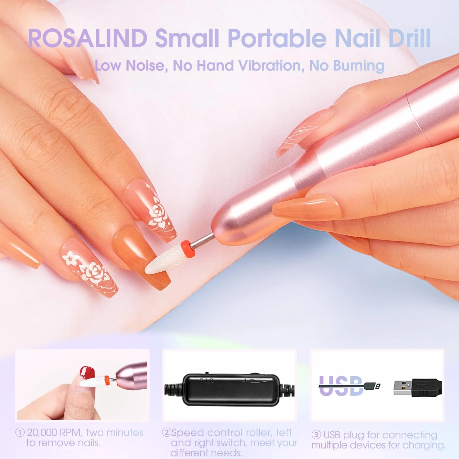 Kit Vernis Semi Permanent ROSALIND 20+4 PCS UV/LED Lampe 48W Ponceuse Électrique Ongle Gel Complet