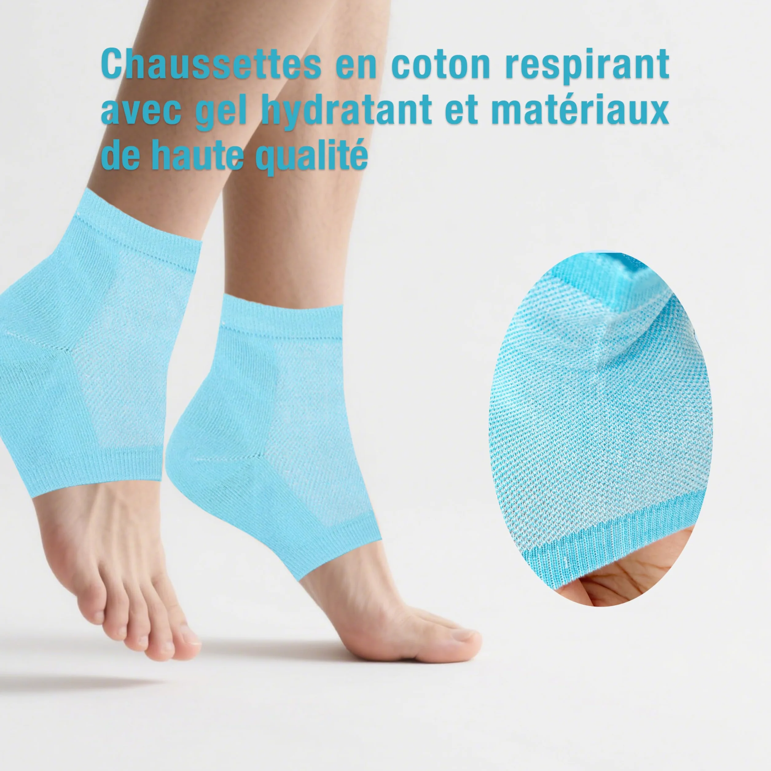 Chaussettes hydratantes de nuit réutilisables en gel respirant silicone souple pour pieds secs crevassés