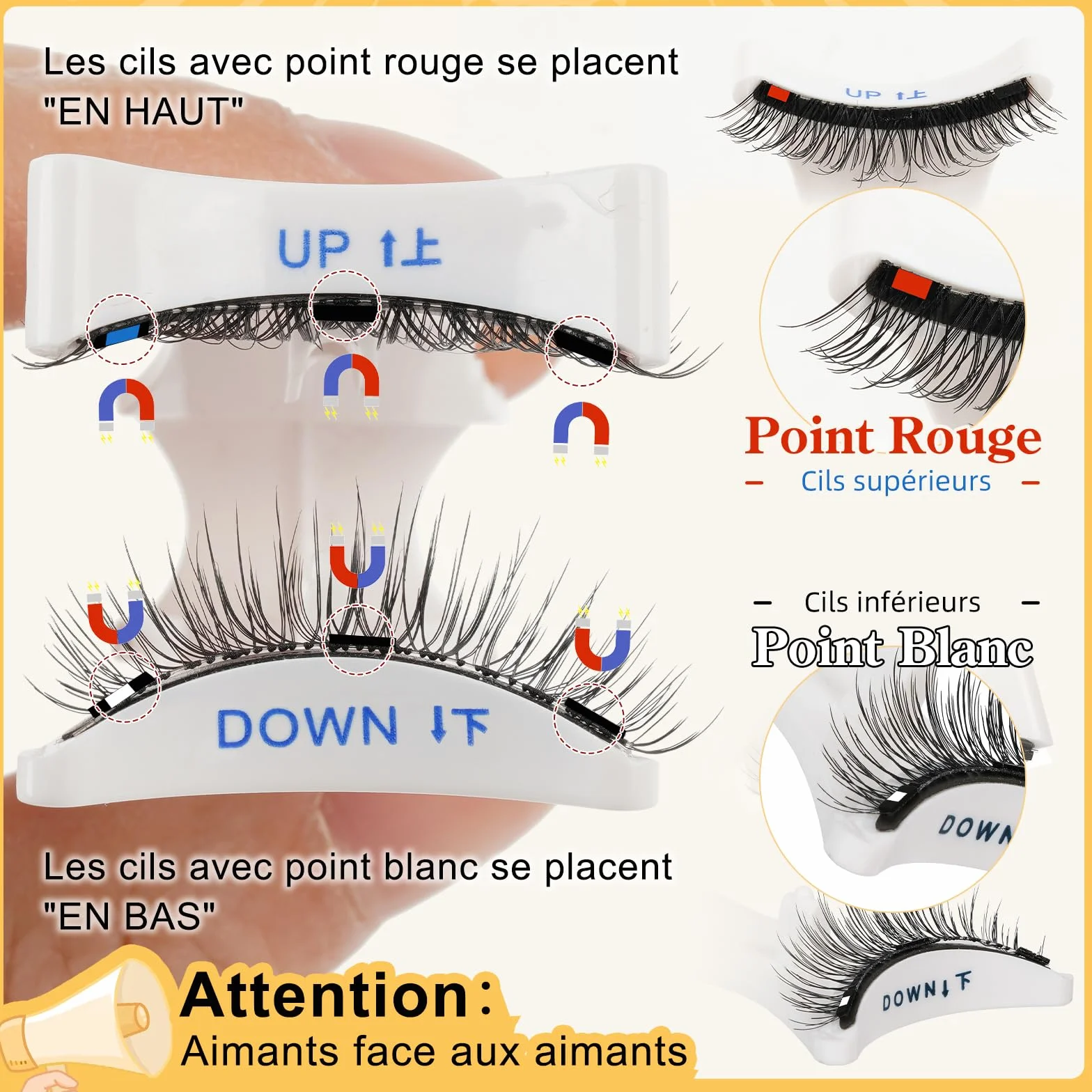 QUEWEL Faux Cils Magnetique Naturel Réutilisables avec Applicateur, Aucune Colle Nécessaire