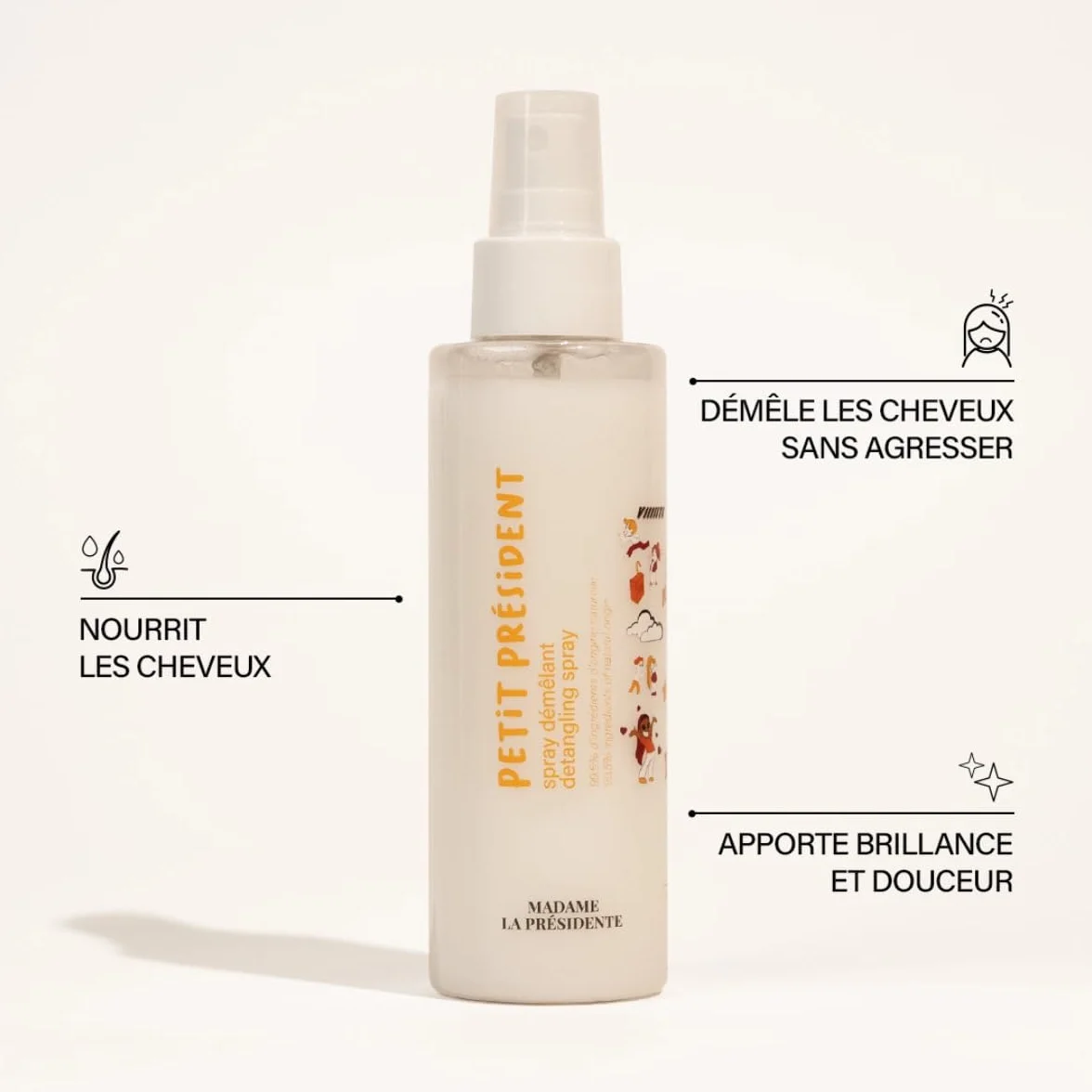 Madame La Présidente Petit Président Spray Démêlant Enfant 97% Ingrédients Naturels Aloe Vera Beurre de Karité 200 ml