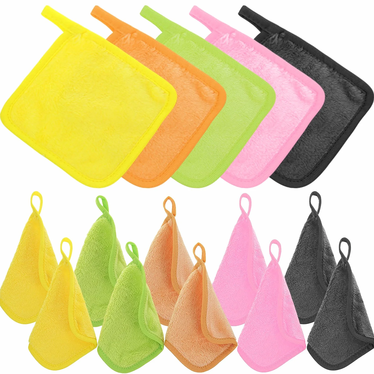 Lingettes Démaquillantes Réutilisables en Microfibre 15x15cm, 15 Pièces Coton Démaquillant Lavable
