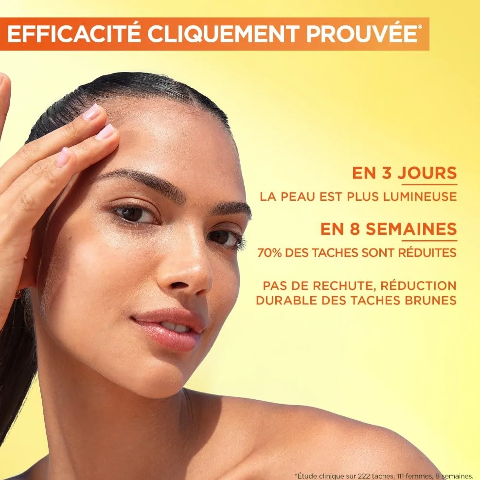 GARNIER Skin Active Vitamine C Sérum Éclat Anti-Taches Brunes 4% Niacinamide Vitamine C Acide Salicylique Melasyl 30 ml