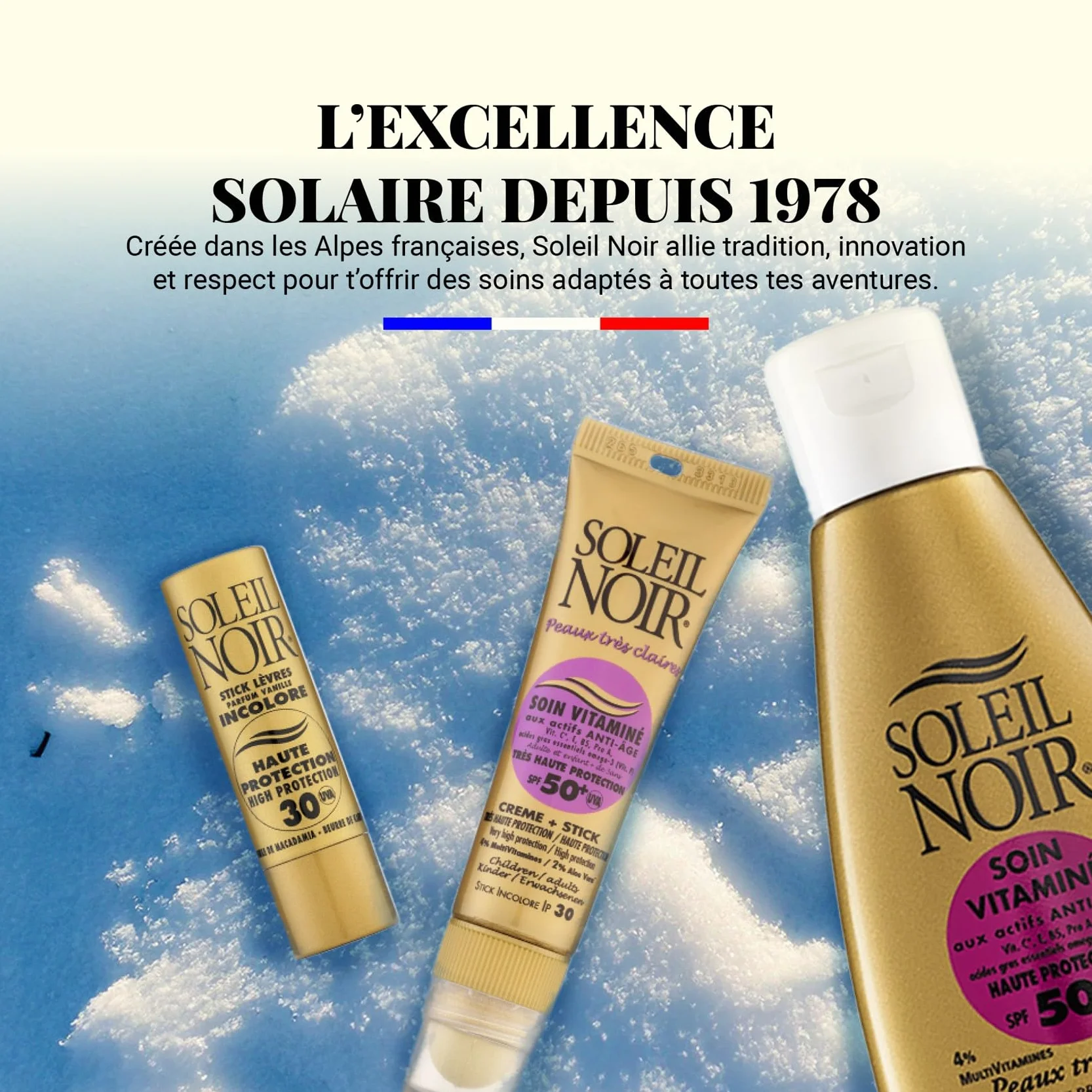 Stick Lèvres Blanc SPF 30 Haute Protection Solaire Soleil Noir Huile de Macadamia Beurre de Karité 4g
