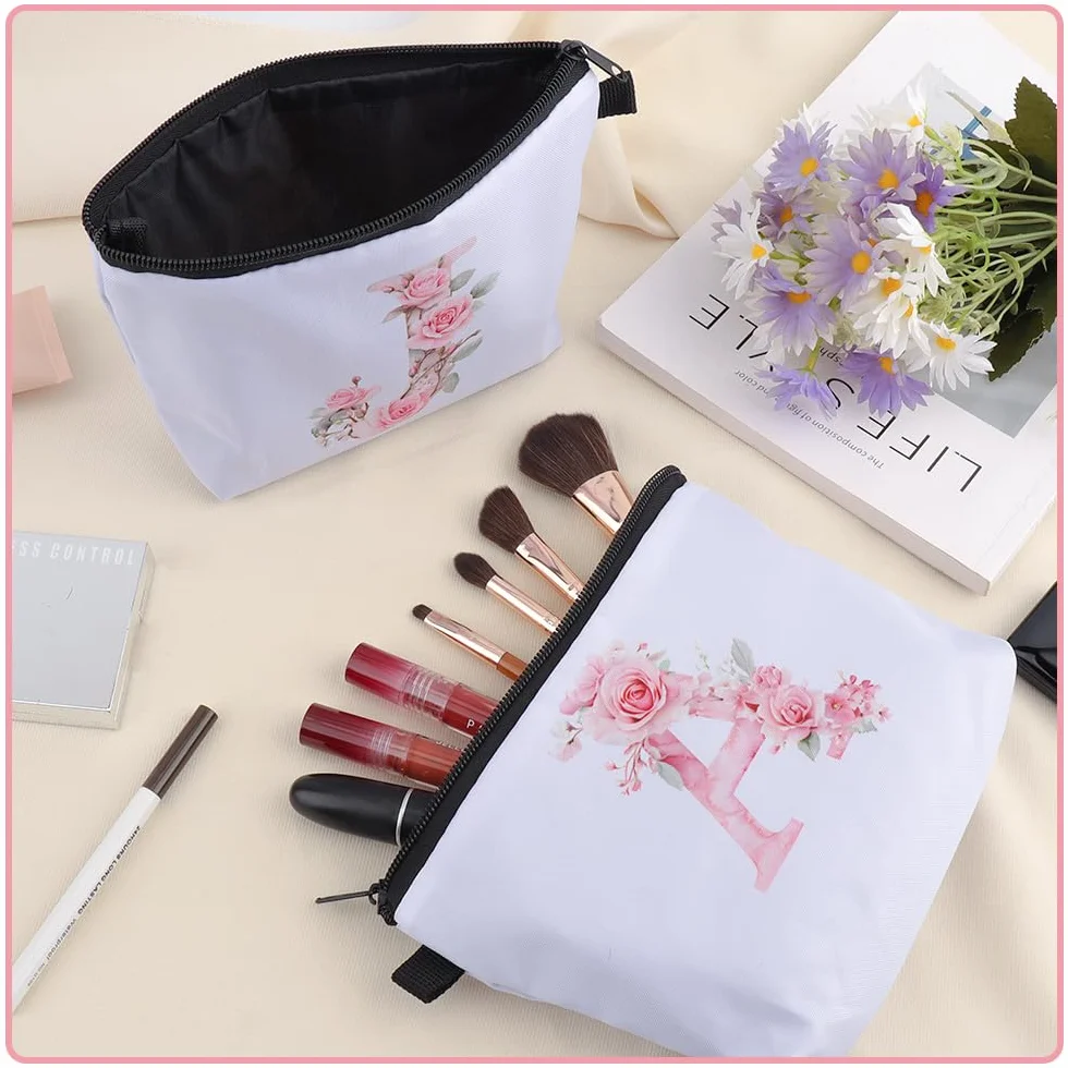 Trousse de Maquillage Personnalisée A-Z, Petite Pochette Maquillage Femme, Sac Cadeau Anniversaire Mariage EVJF Voyage