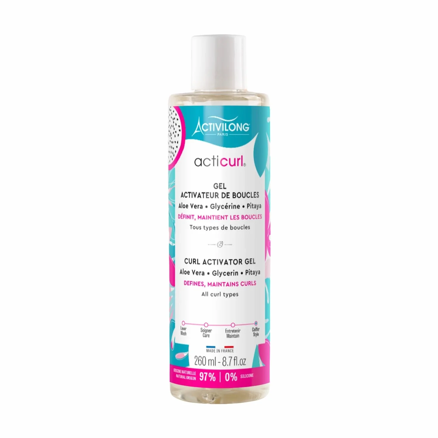 Activilong Gel Activateur De Boucles Acticurl 260ml 97% Ingrédients Naturels Made In France