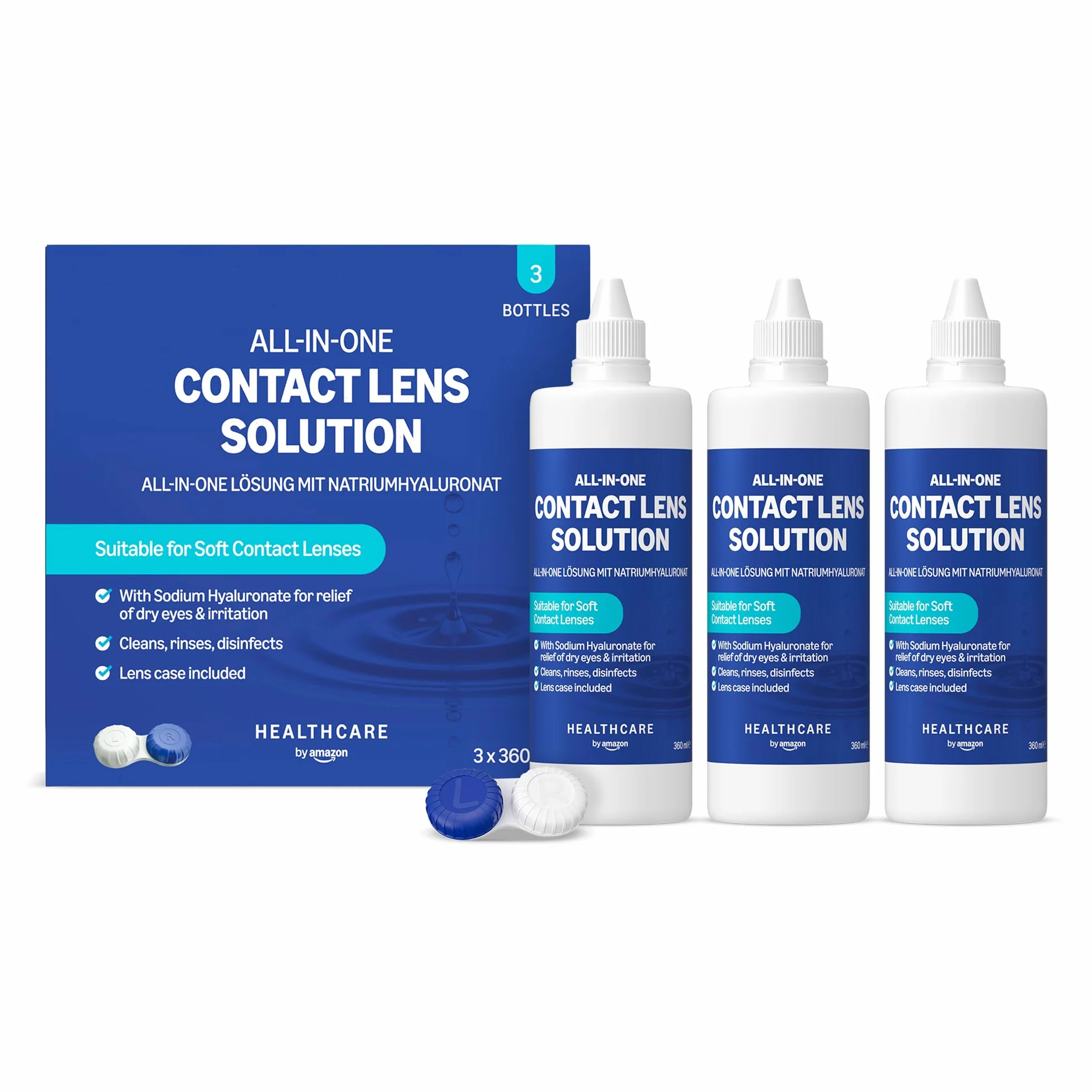 Amazon Solution Tout-en-un Hyaluronate de Sodium Lentilles de Contact Souples 3 x 360ml