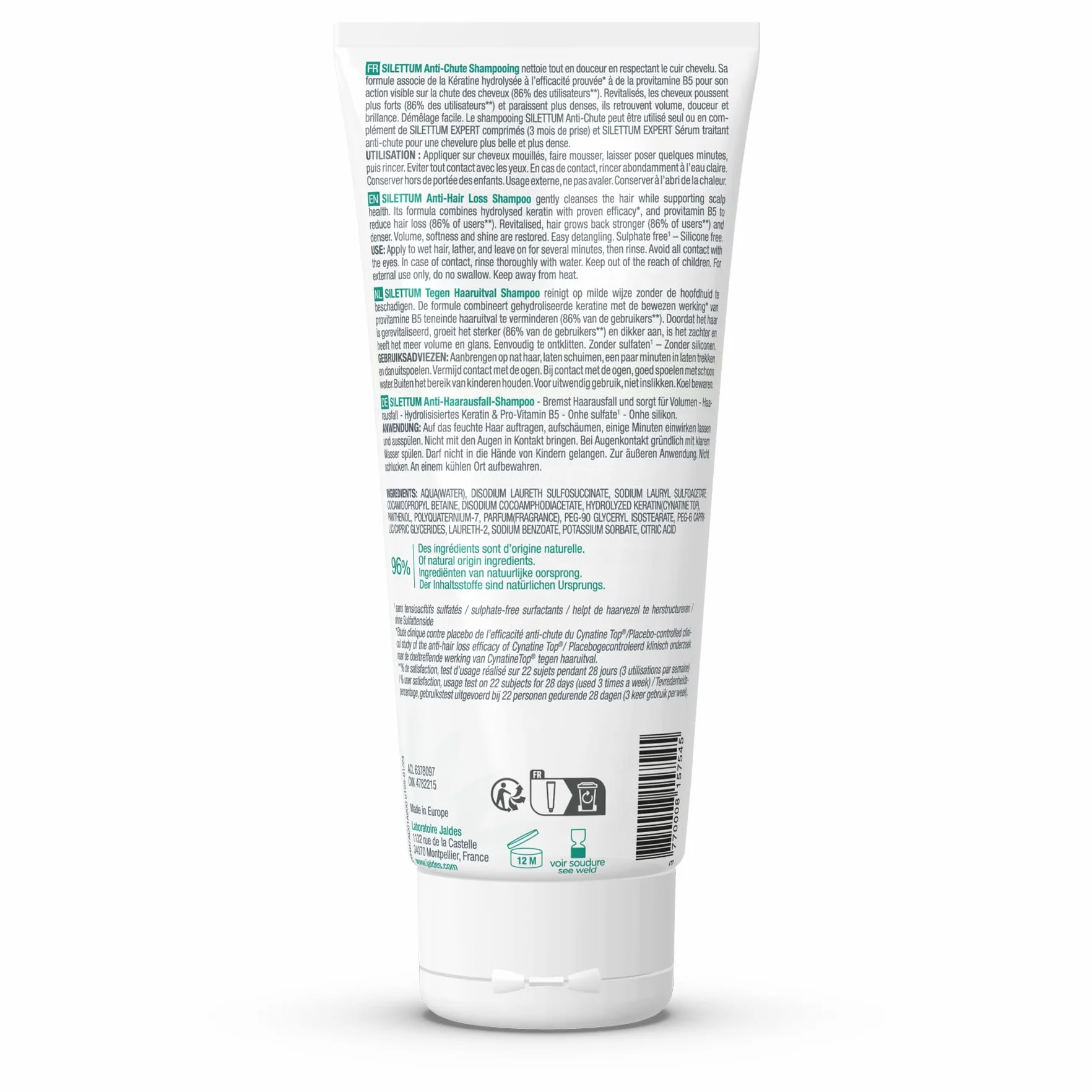 Silettum Shampooing Anti-Chute Tube 200ml Laboratoire Jaldes