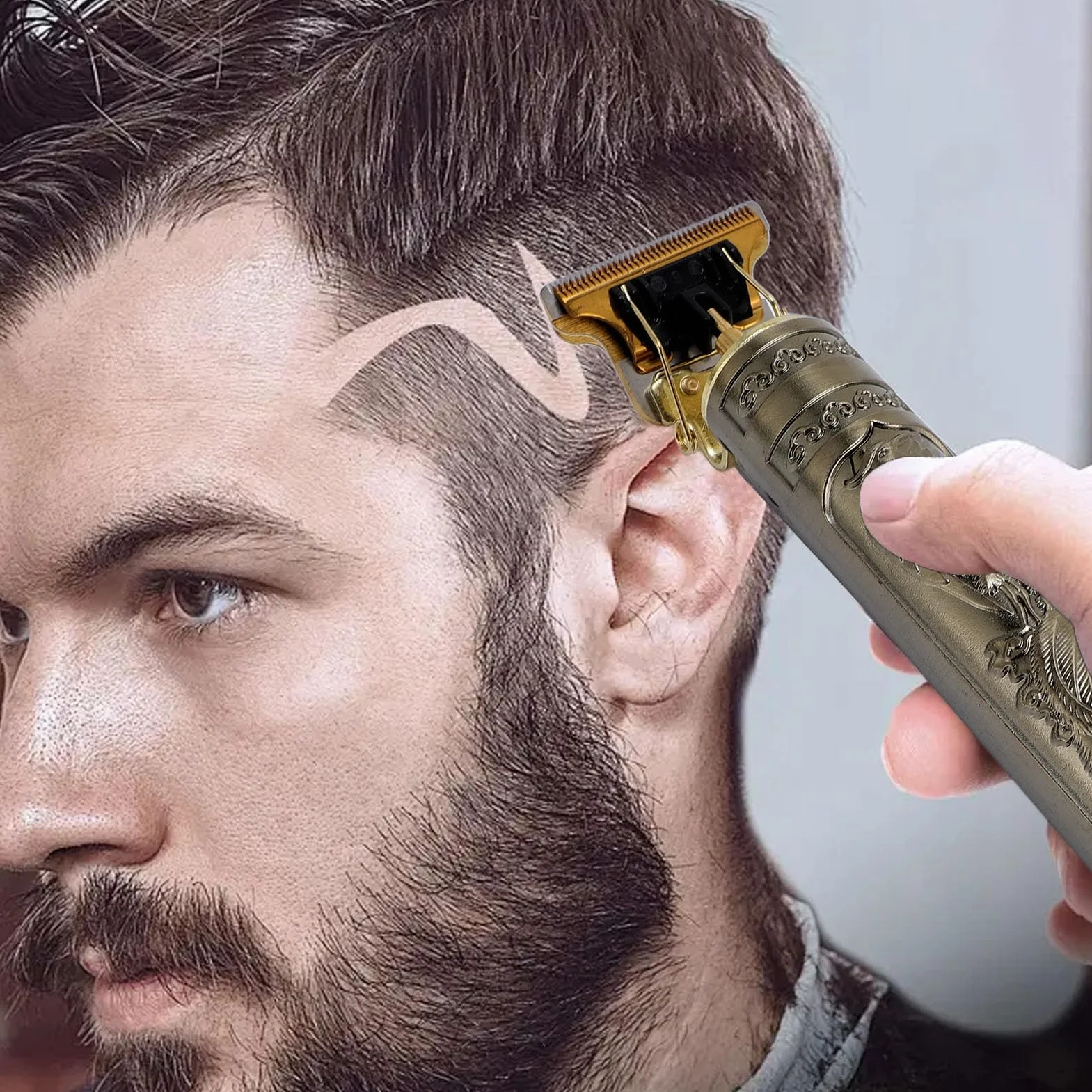 Tondeuse à Cheveux Professionnelle Hommes Rasoir Électrique T Dragon Batterie Intégrée Kit Toilettage sans Fil Barbier Or