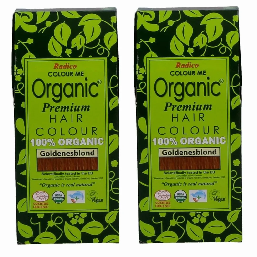 Radico Lot de 2 colorations végétales Colour Me Organic Blond doré (bio, végan, cosmétique naturel) Doré