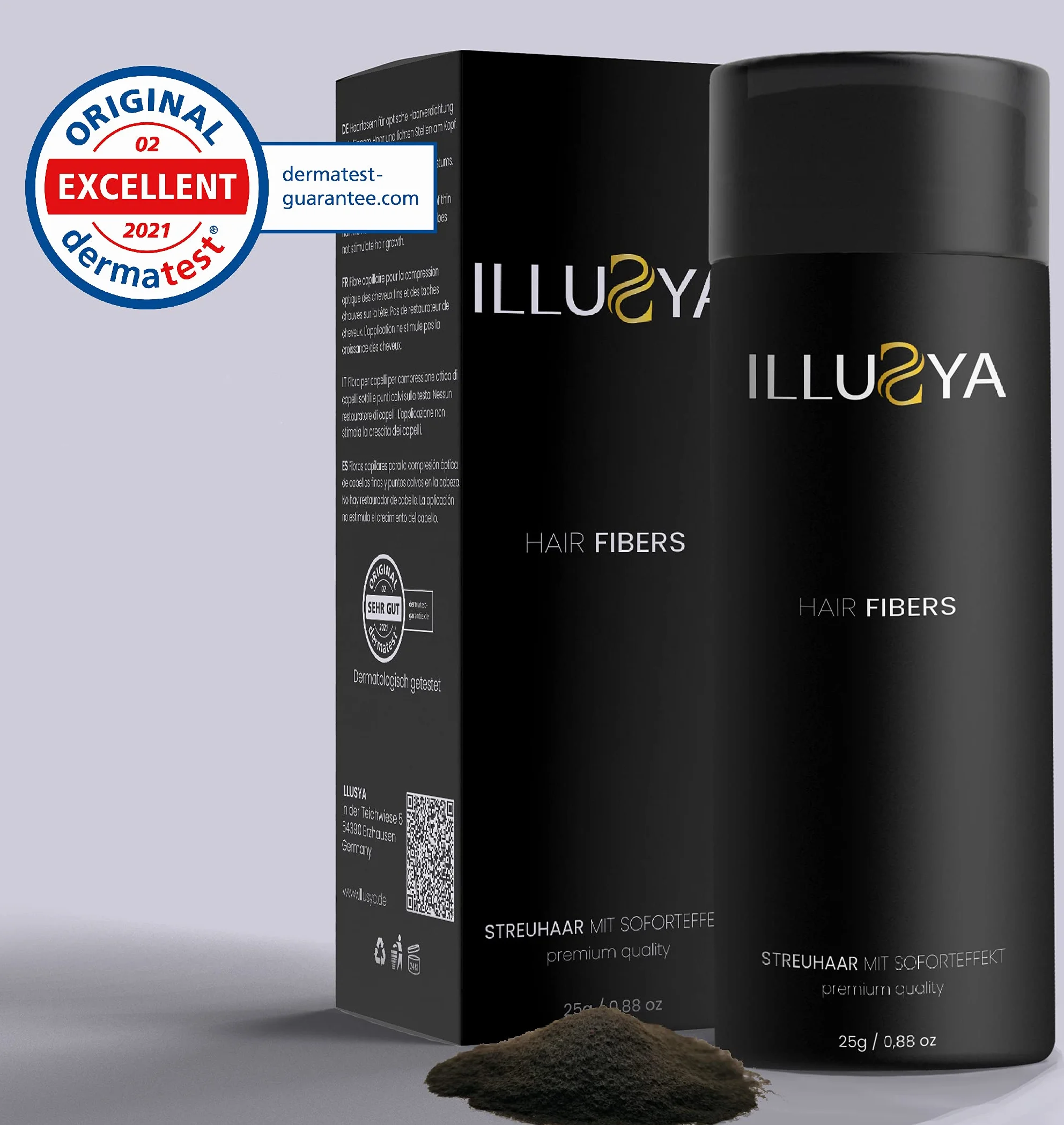 Fibres capillaires densifiantes – Densificateur de cheveux – Effet densité naturel – Pour cheveux fins et clairsemés - brun fonce - 25g