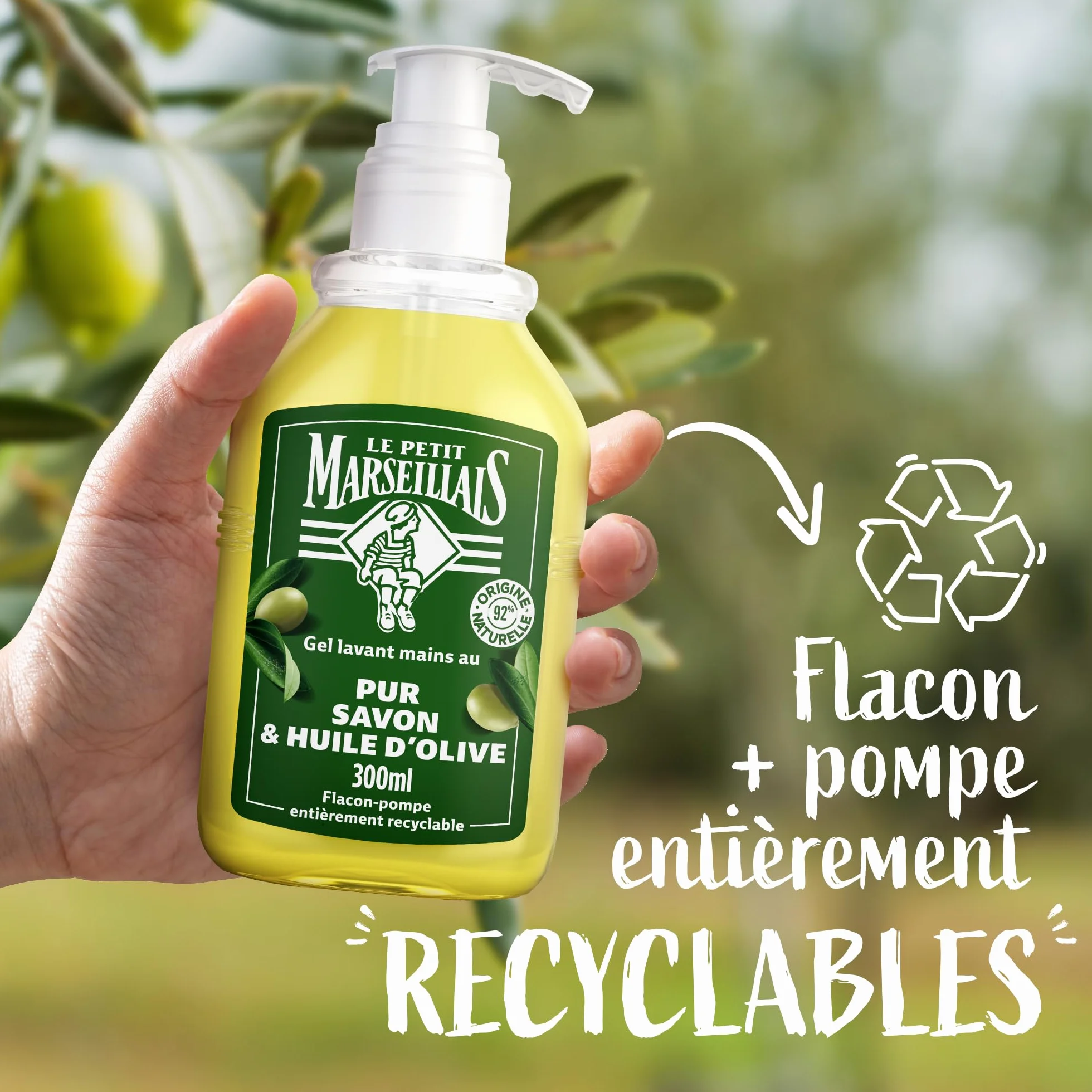 Le Petit Marseillais Recharge Gel Lavant Mains Pur Savon & Huile d'Olive 250 ml Savon Liquide pH Neutre