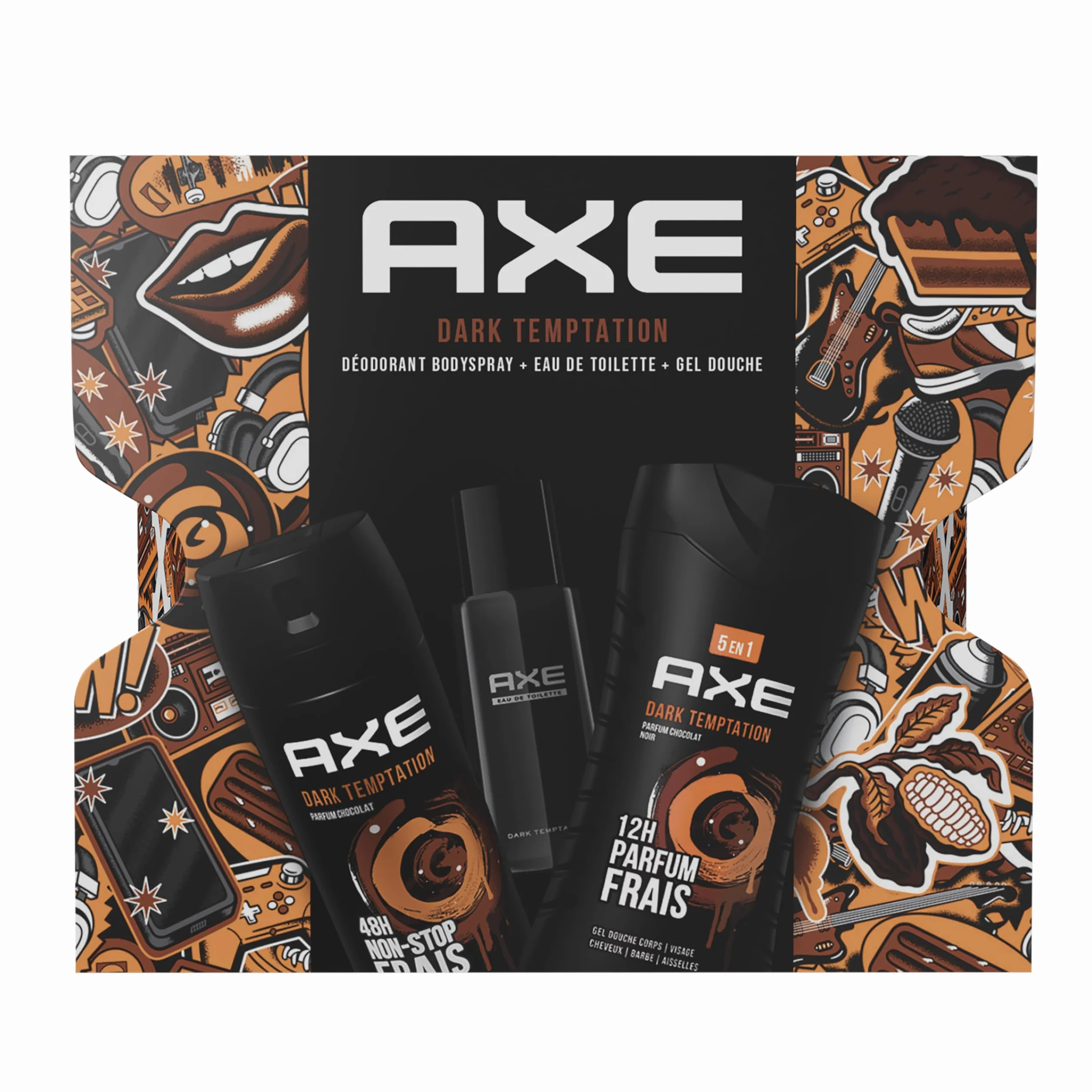 Axe Coffret Homme Dark Temptation Déodorant, Eau de Toilette Gel Douche x1