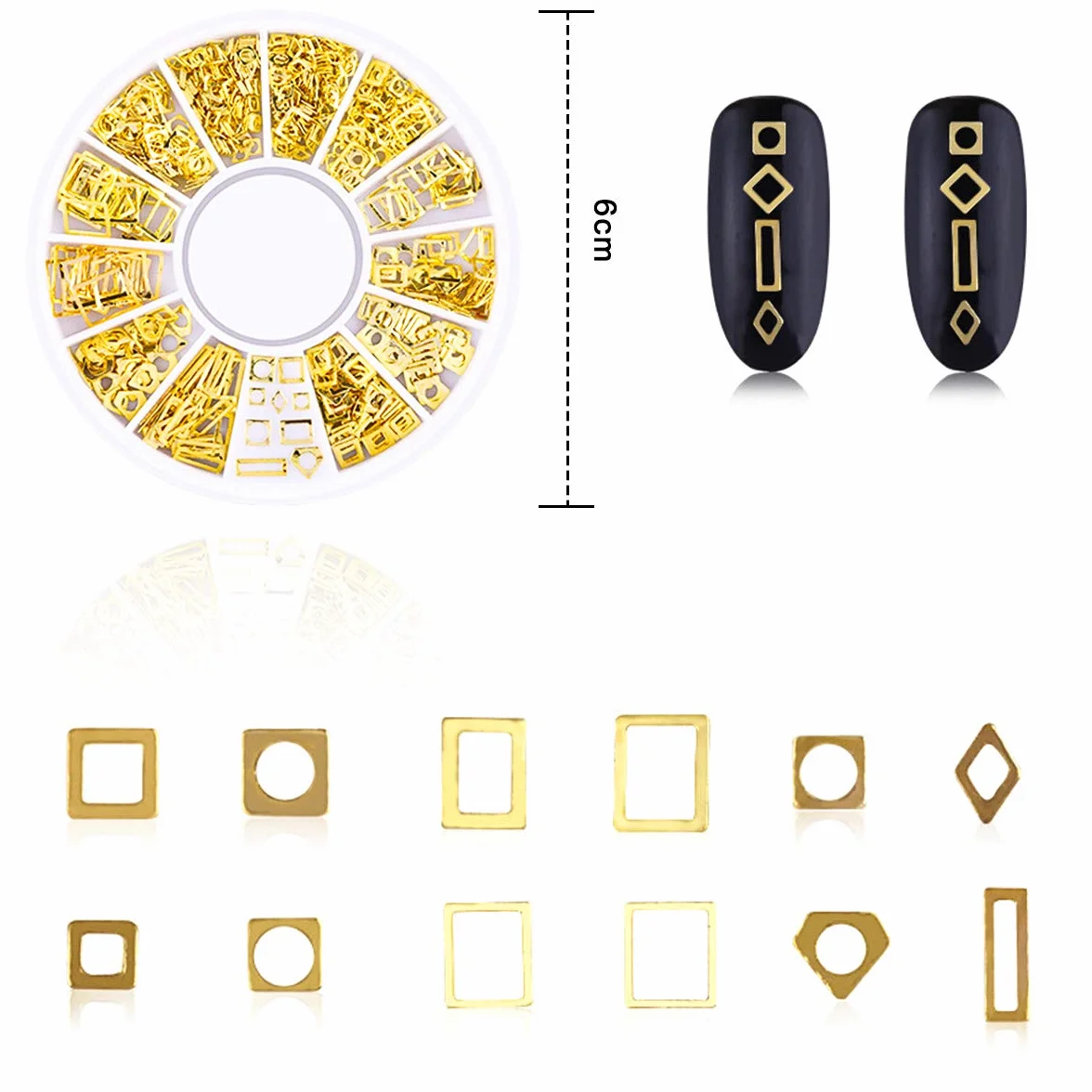 Nail Art Stud 3D Décoration Strass Métal Rivets Étoile Lune Soleil Coeur Mixte 4 Boîtes