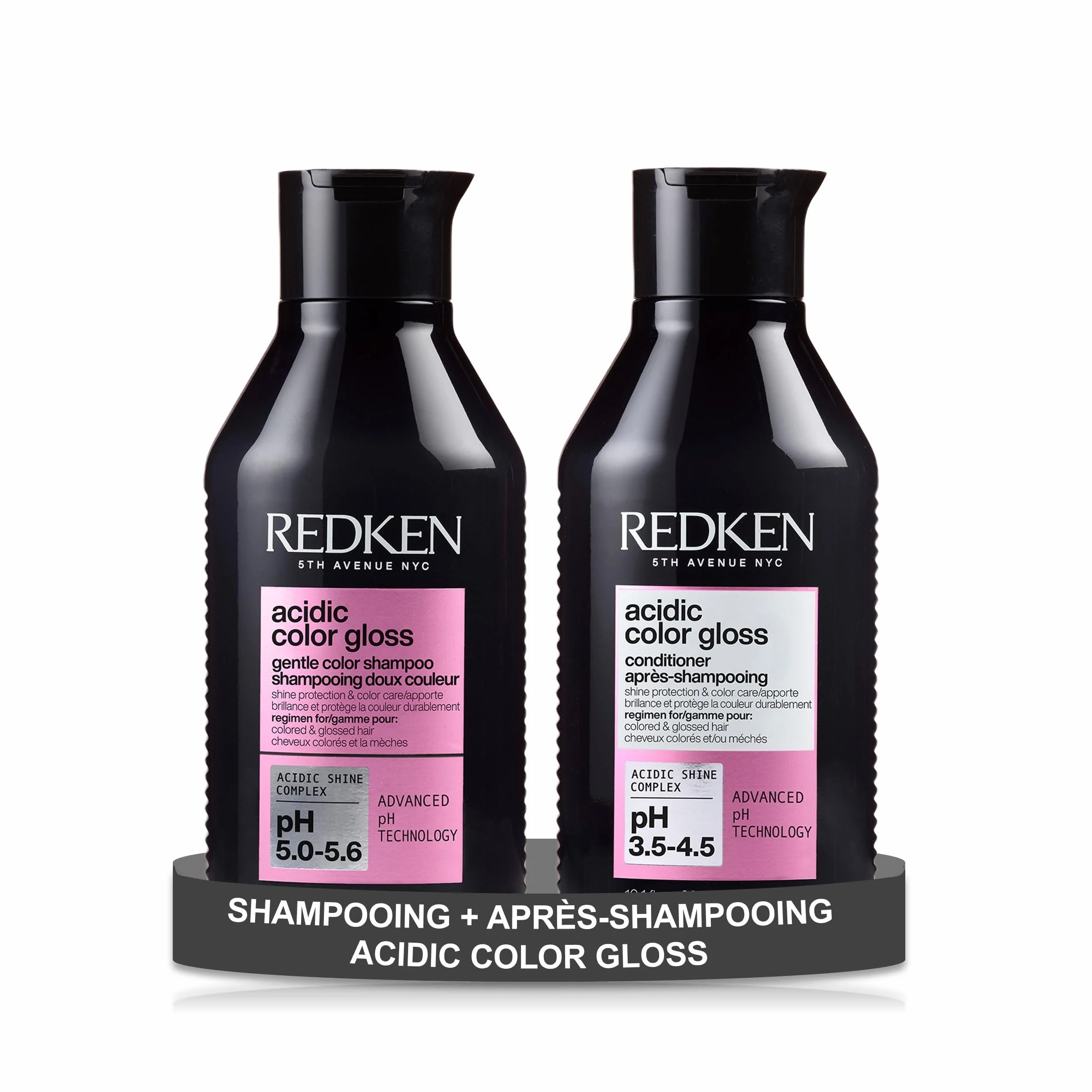 Redken Shampoing & Après-shampoing pour Cheveux Colorés - Adoucit et Nourrit pour une Couleur Optimale et Brillance Ultime, Formule pH Acide enrichie en Acides Aminés et Vitamine E, Acidic Color Gloss