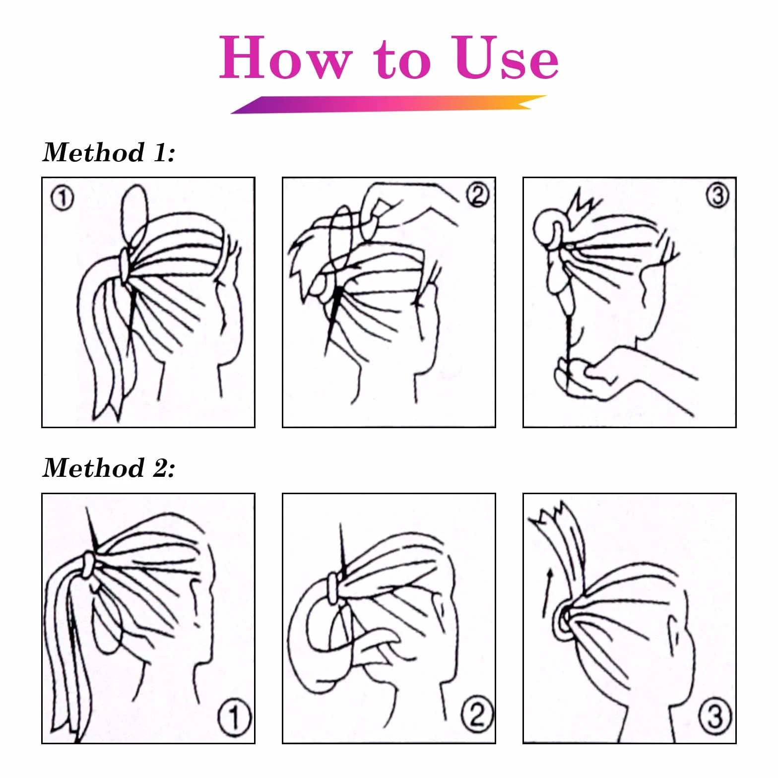 Sularpek Outil de Queue de Cheveux, 2pcs Tresse Coiffure Accessoires pour Femmes et Filles Noir