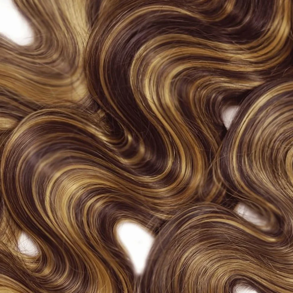 Human Hair Extensions Body Wave Human Hair Bundles Sew in Bundles P4/27 Highlight Blonde Unprocessed Virgin Cheveux Humain Minimal Smell Low Tangle for Women 1 Bundle 16 Inch