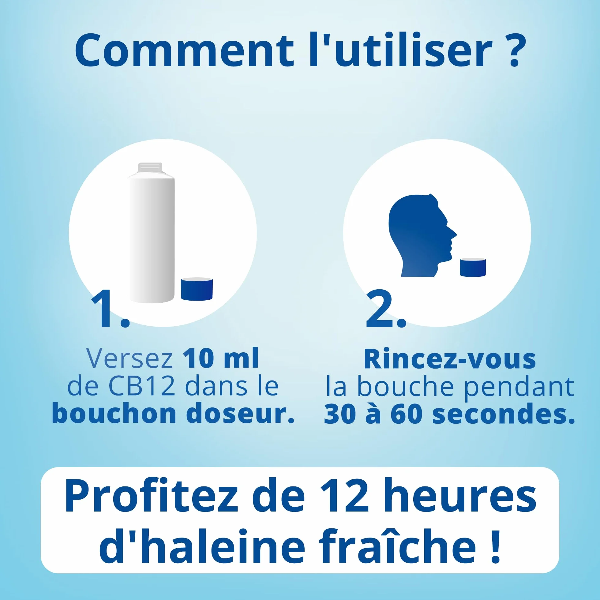 Bain de bouche sans alcool 500 ml arôme menthe lutte contre la mauvaise haleine 12 heures