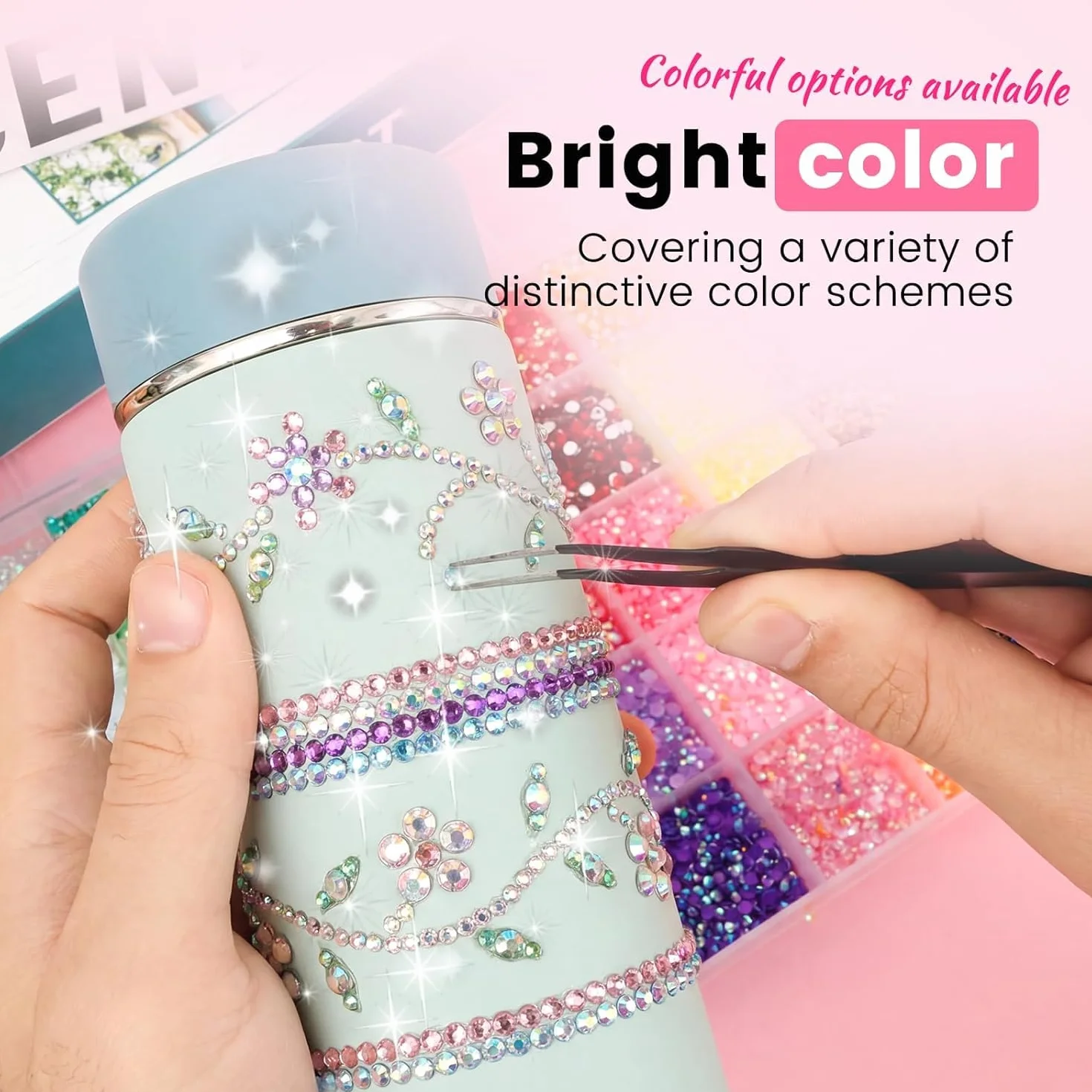 Bedazzling Kit 32 000 Pièces Strass 3mm Dos Plat avec Pince à épiler et Stylo pour Vêtements