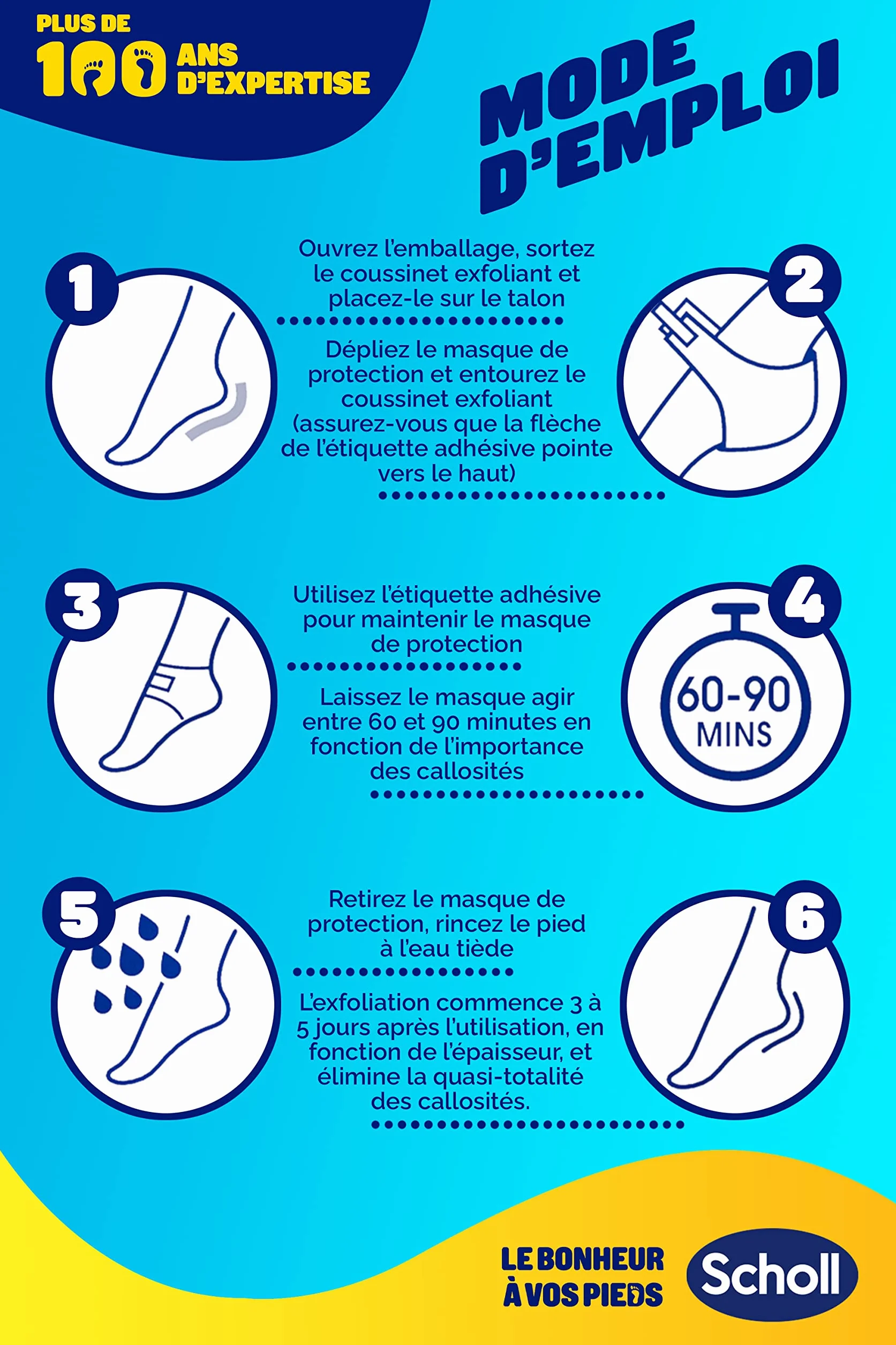 Dr. Scholl's Masque Pieds Exfoliant Peeling Callosités Hydratation Intense 2 Chaussettes