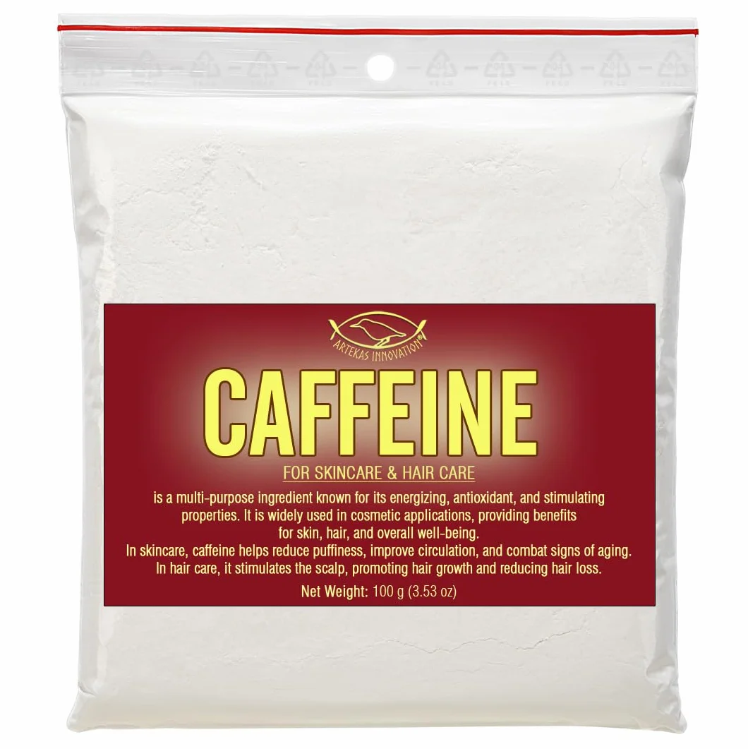 CAFÉINE ANHYDRE 100 g Actif Cosmétique Pur Soins Raffermissants Antioxydants Contour des Yeux Cuir Chevelu DIY Beauté Formulations Maison