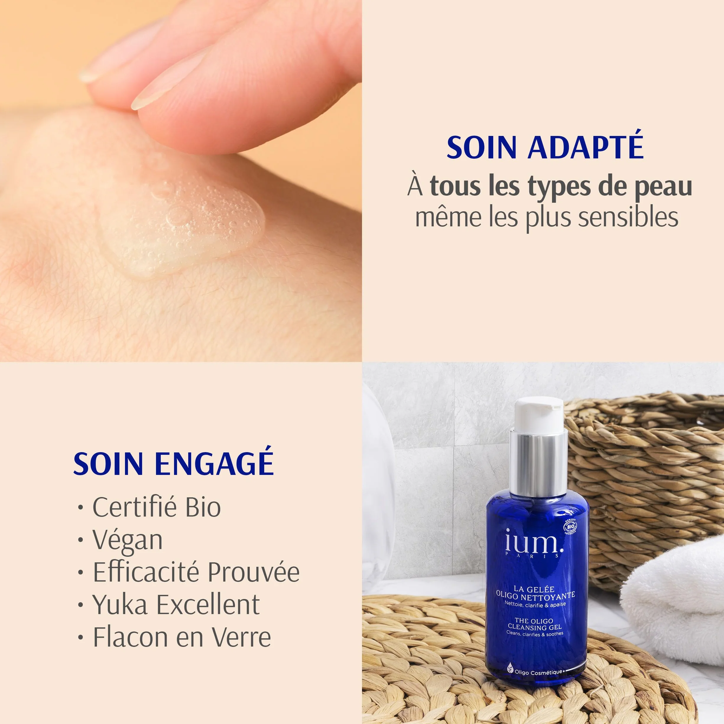 IUM Paris Gelée Nettoyante Visage Bio 100ml Zinc Lavande