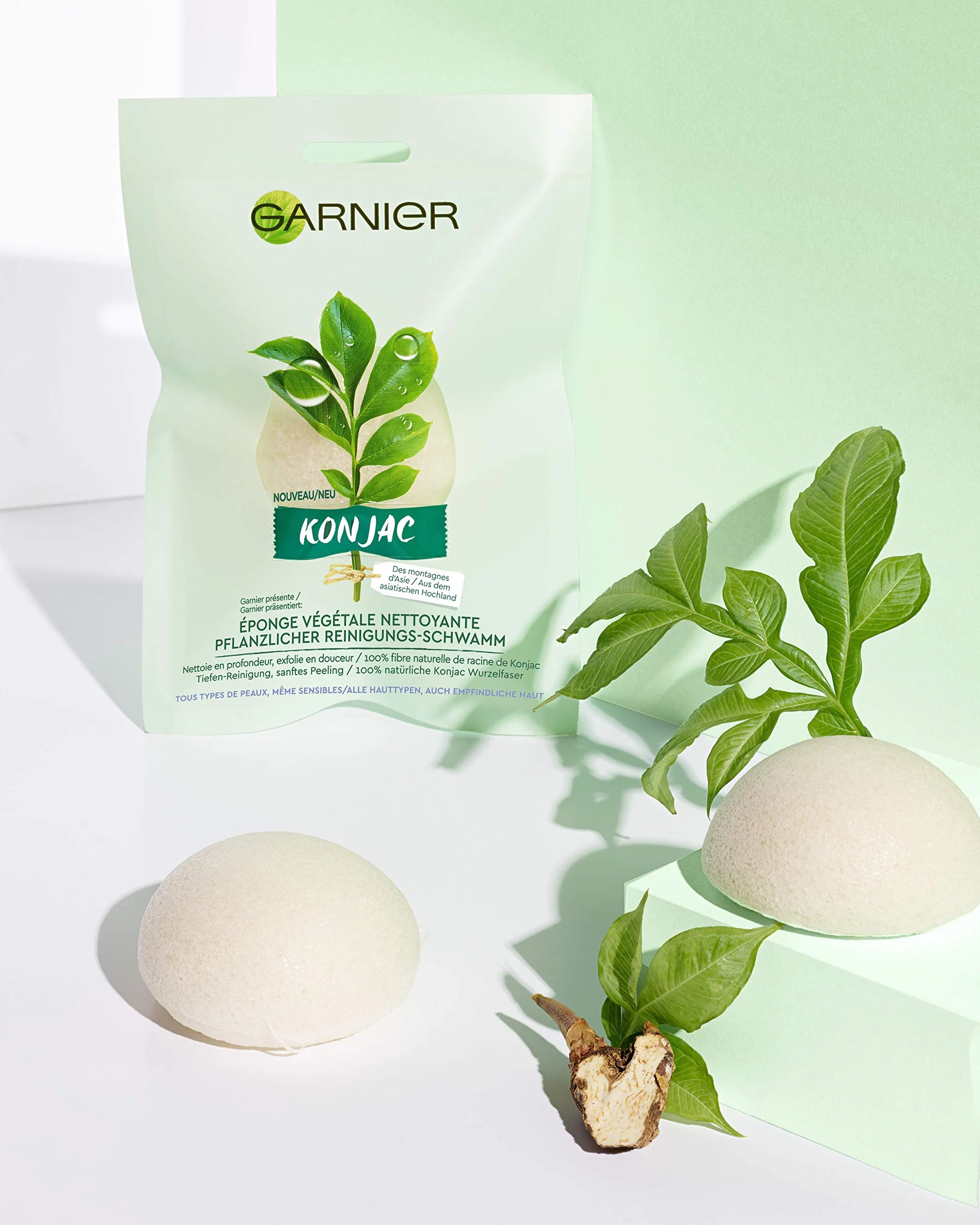 Garnier Bio Éponge Konjac Nettoyante Exfoliante 100% Végétale Lot de 2