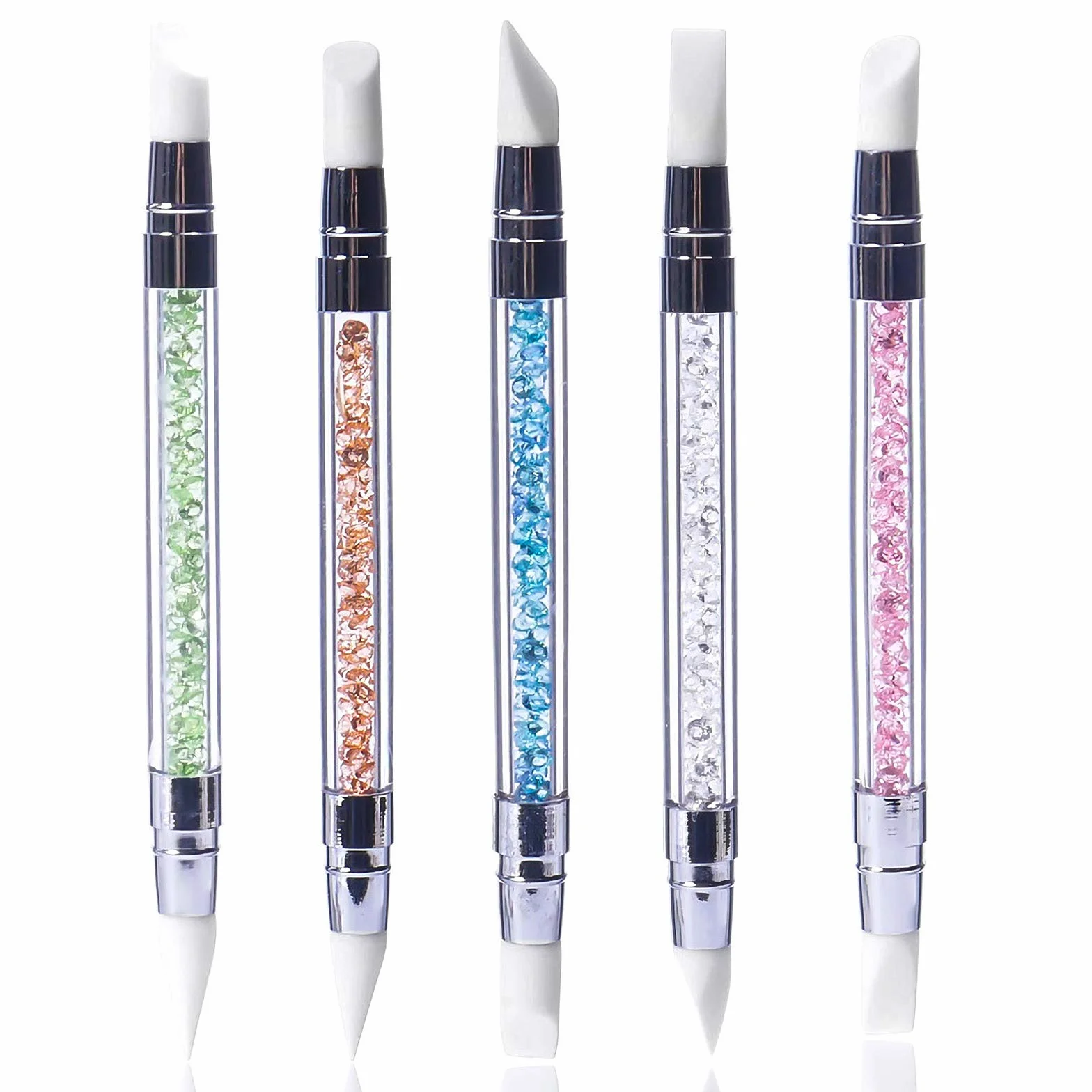 Pinceaux en Silicone Nail Art, 5 Pcs Sculpture Stylo Kit, Double Tête Outils pour Manucure